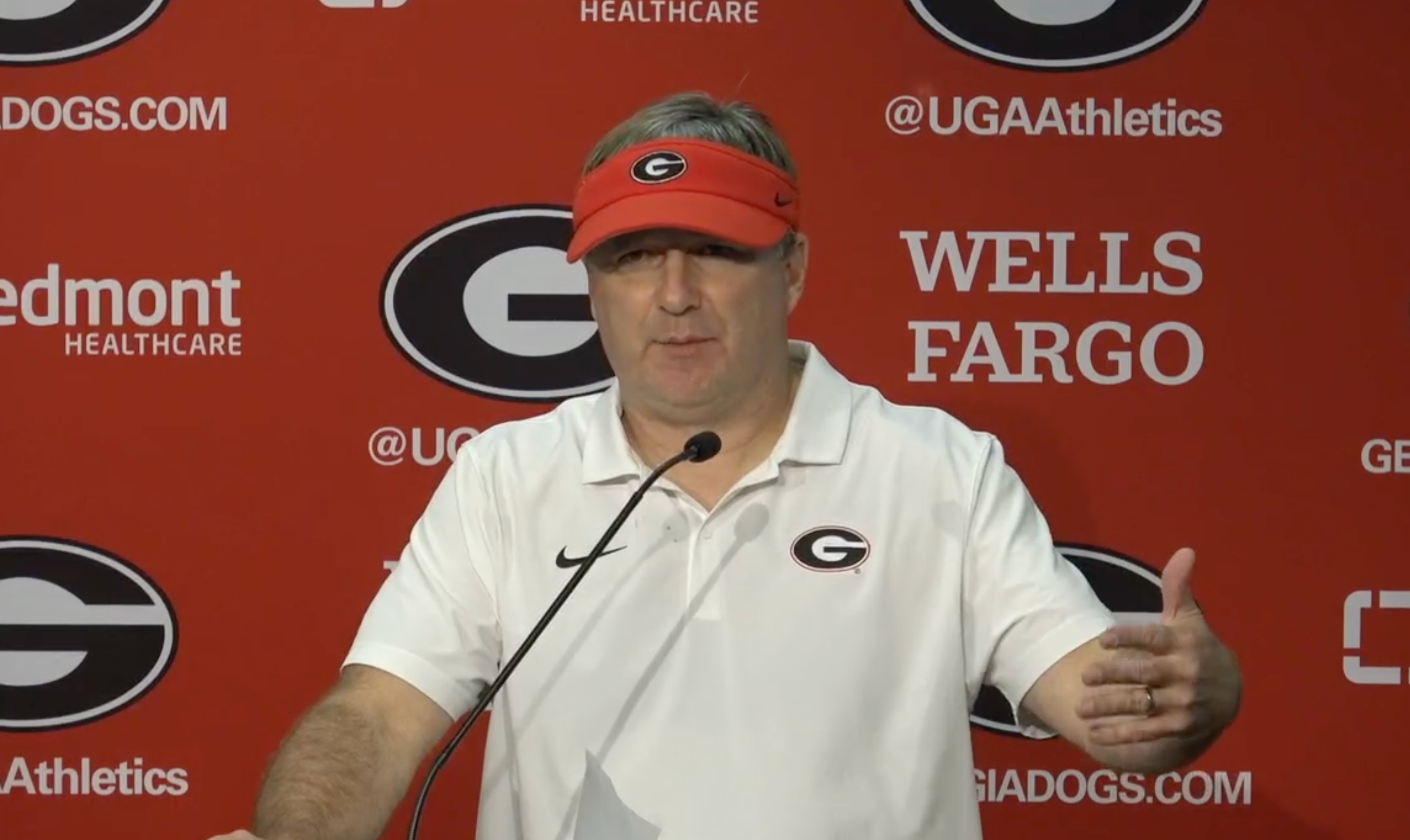 Georgia head coach Kirby Smart in his post-game press conference following the 41-31 victory over Mississippi State.