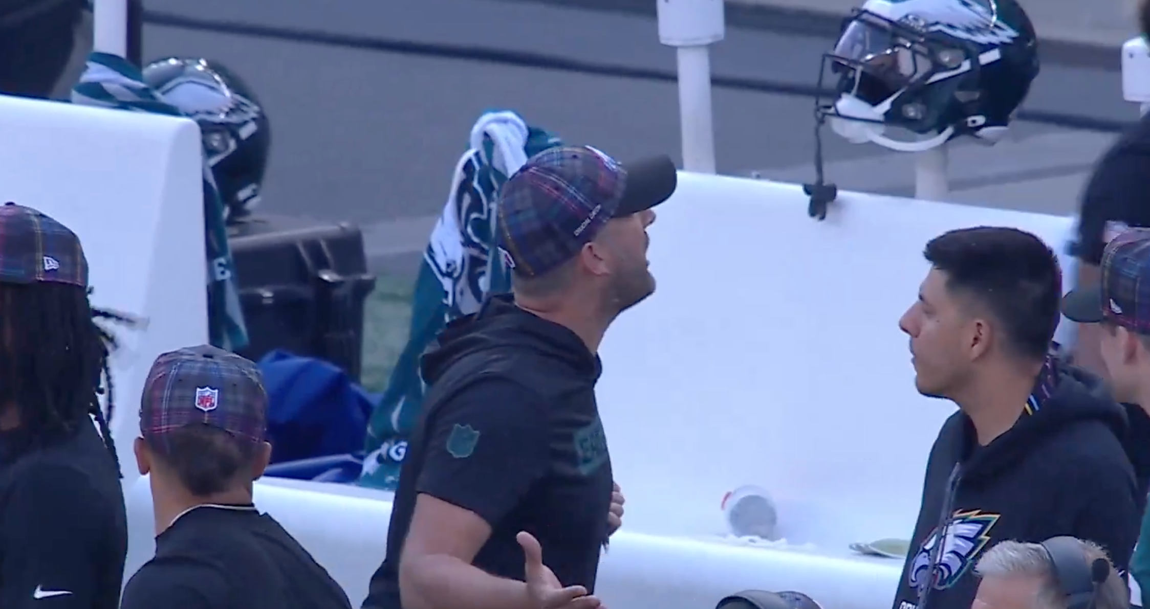 Philadelphia Eagles head coach Nick Sirianni yells at fans during Week 6 win over Cleveland Browns