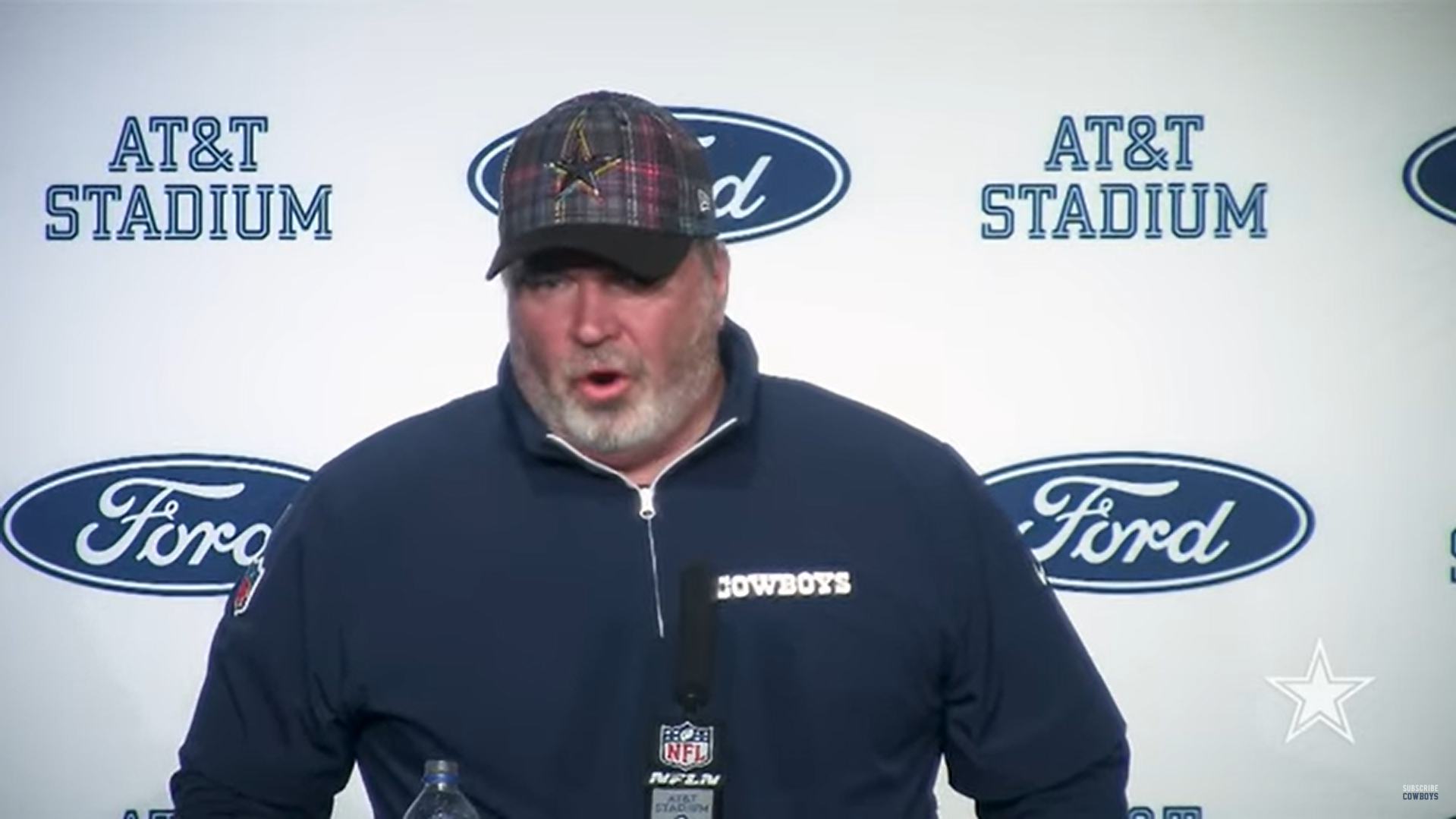 Dallas Cowboys HC Mike McCarthy talks to reporters about turnovers after loss to Detroit Lions.