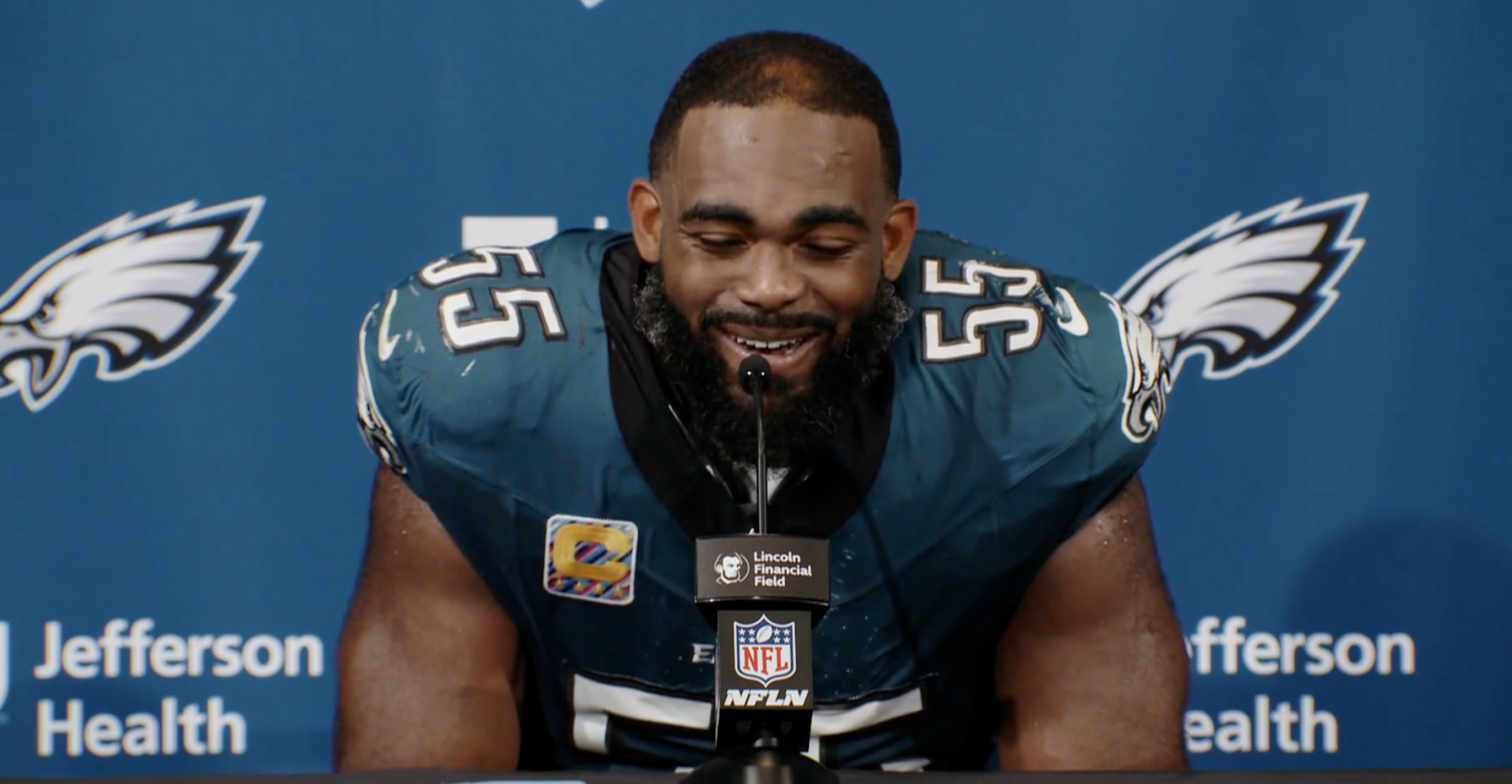 Philadelphia Eagles Brandon Graham addresses media following Week 6 win over Cleveland Brown