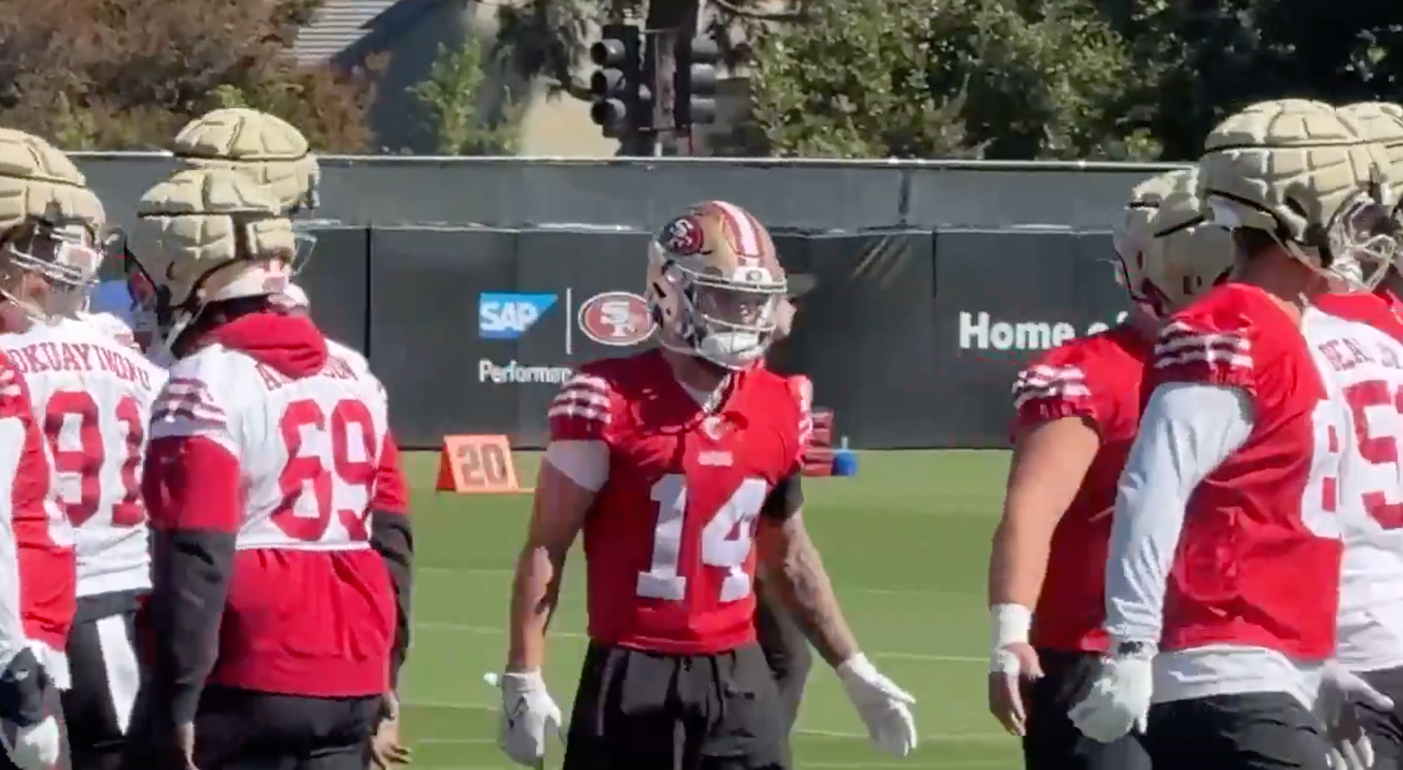 49ers wide receiver Ricky Pearsall (14) returned to practice on Monday.