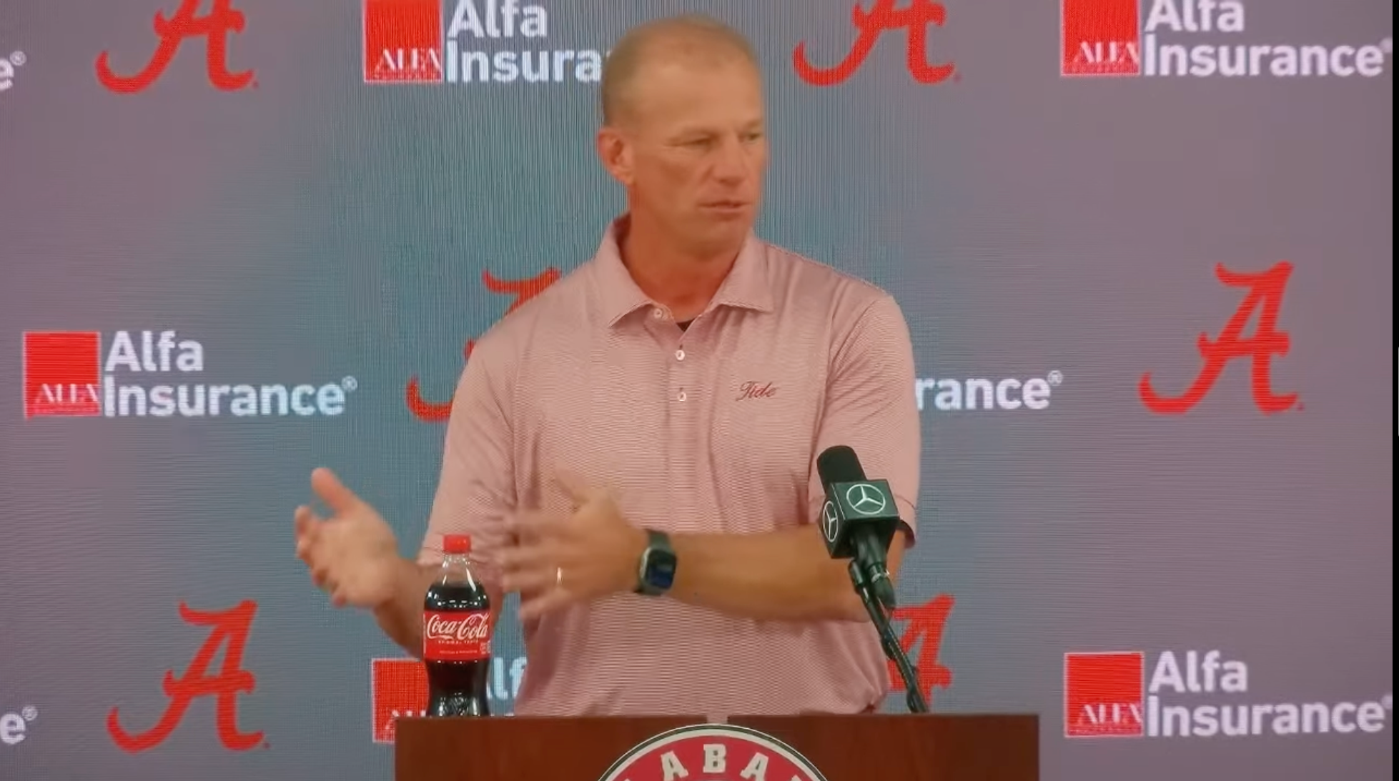 Alabama HC Kalen DeBoer addresses the media ahead of the game vs. Tennessee Volunteers.