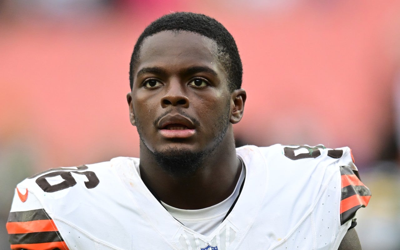 Aug 10, 2024; Cleveland, Ohio, USA; Cleveland Browns defensive end Isaiah Thomas (96) after the game against the Green Bay Packers at Cleveland Browns Stadium