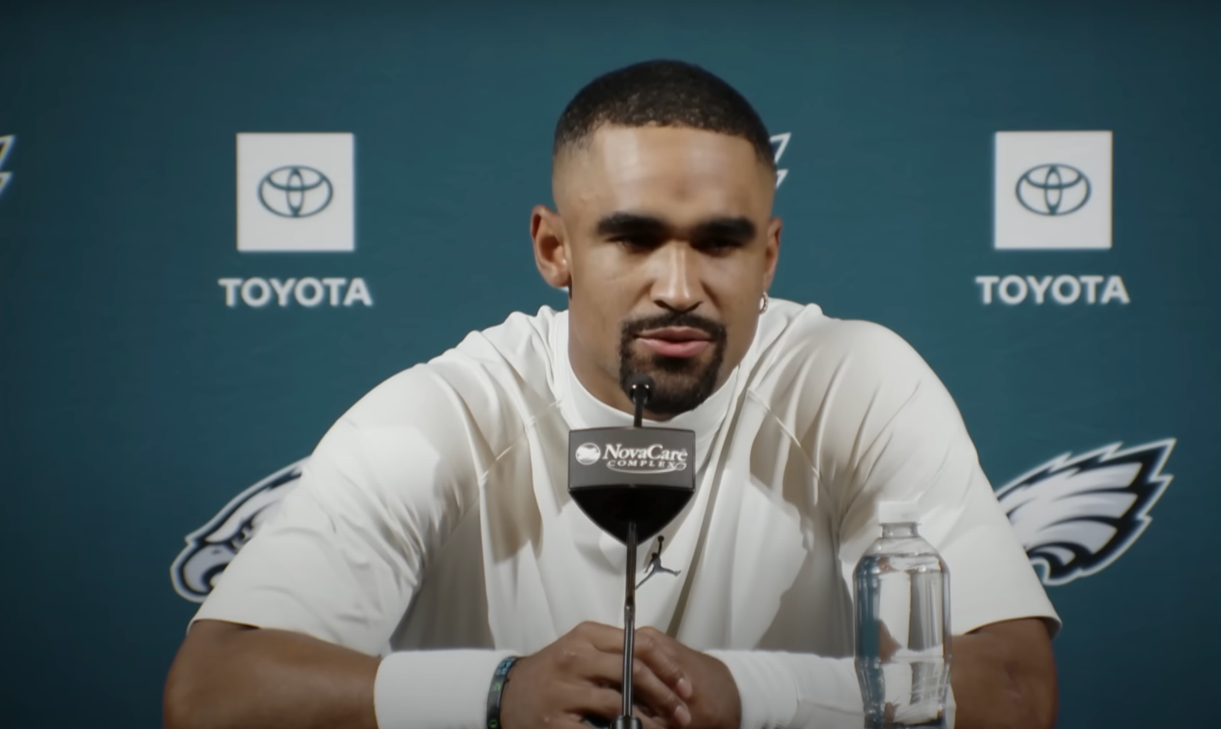Philadelphia Eagles quarterback Jalen Hurts addresses media ahead of Week 7 vs. New York Giants