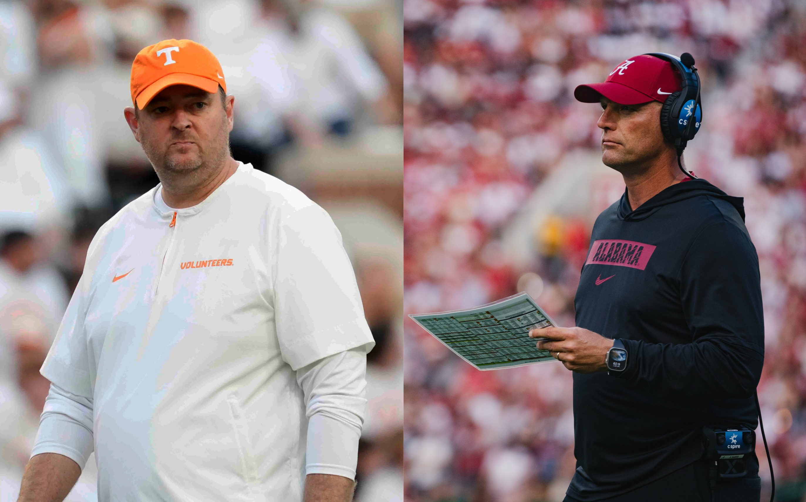 Josh Heupel (head coach of Tennessee) and Kalen DeBoer (head coach of Alabama)
