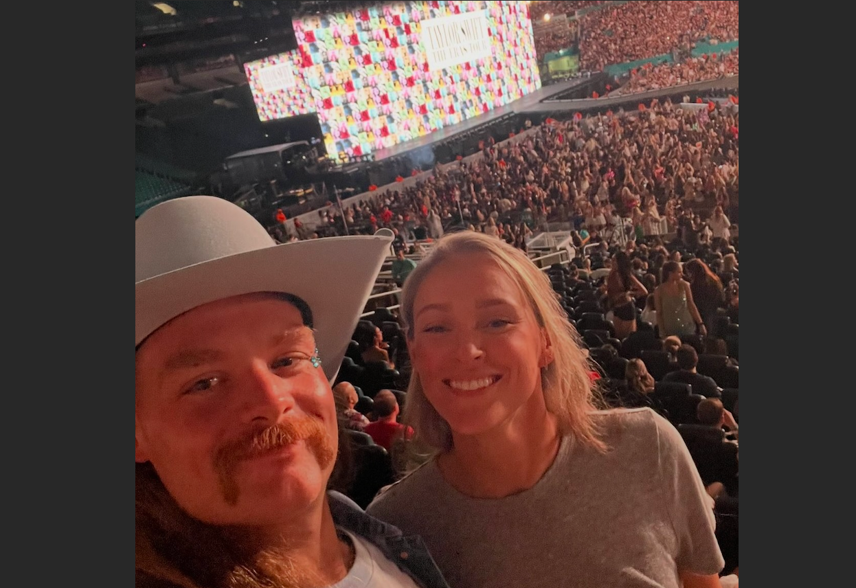 Beau Allen with Kylie Kelce at the Taylor Swift Eras Tour show in Miami on Friday.