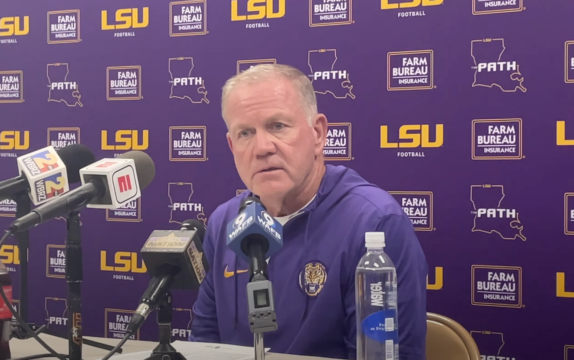 Brian Kelly, LSU head coach, following the victory over Arkansas on October 19th, 2024.
