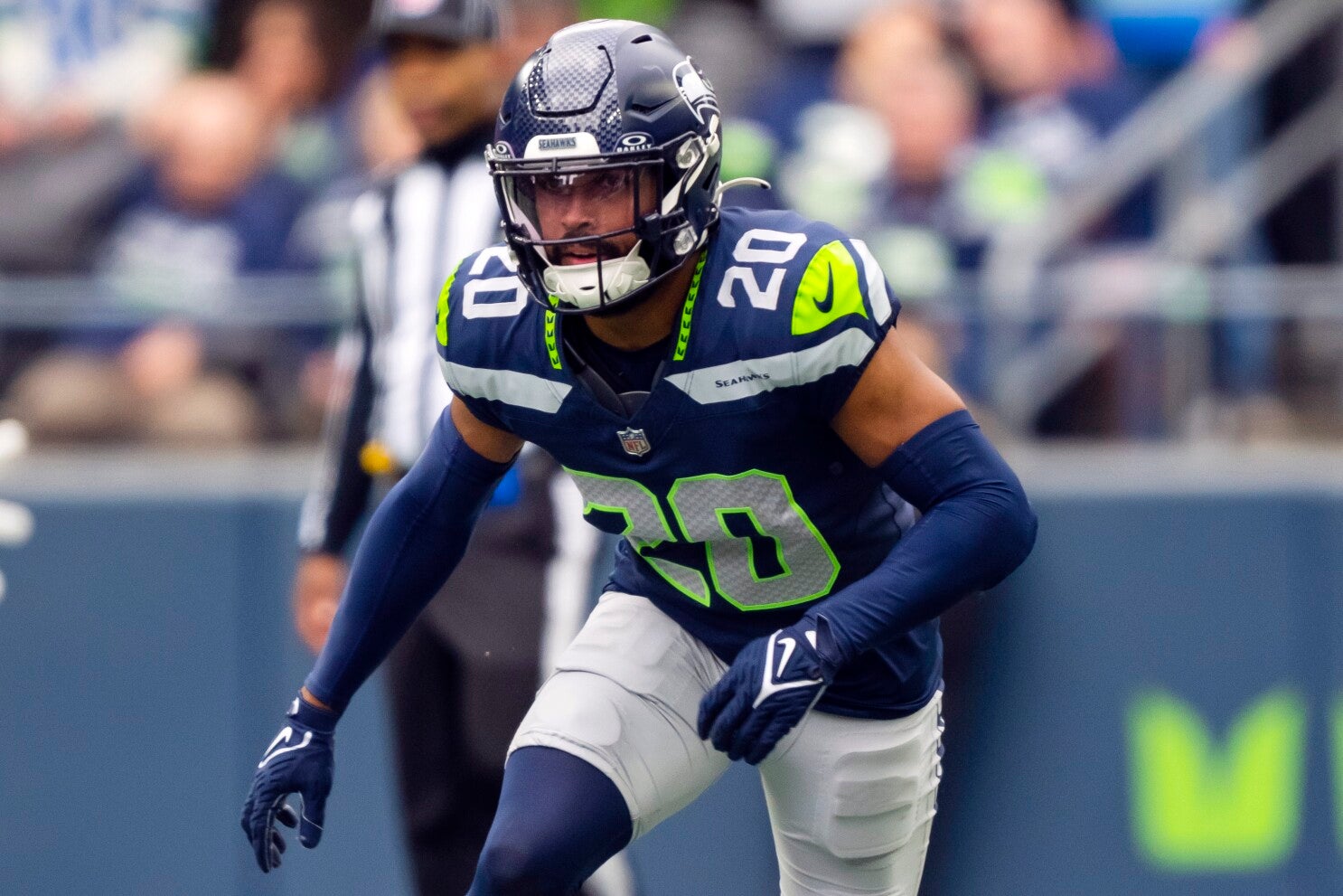 Seattle Seahawks safety Julian Love (20) runs during an NFL football game against the Arizona Cardinals, Sunday, Oct. 22, 2023 in Seattle. The Seahawks and Love have reached agreement on a three-year extension that could be worth up to $36 million.