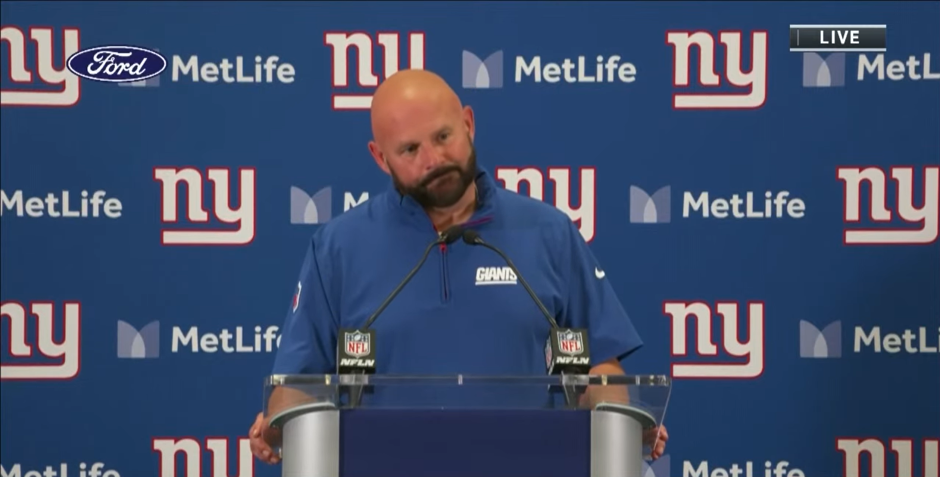 New York Giants HC Brian Daboll talks to reporters following loss to Philadelphia Eagles.