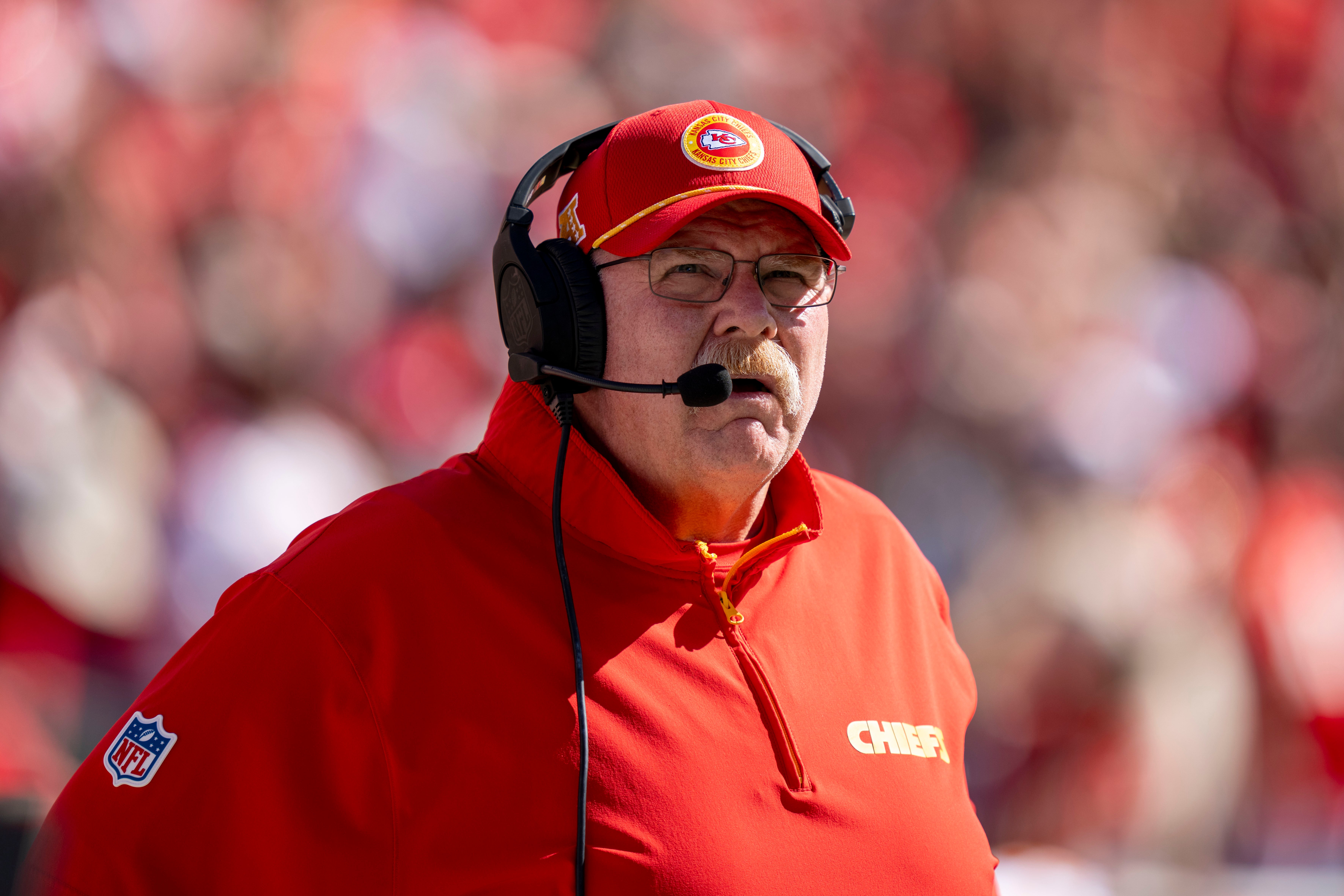 October 20, 2024; Santa Clara, California, USA; Kansas City Chiefs head coach Andy Reid before the game against the San Francisco 49ers at Levi's Stadium.