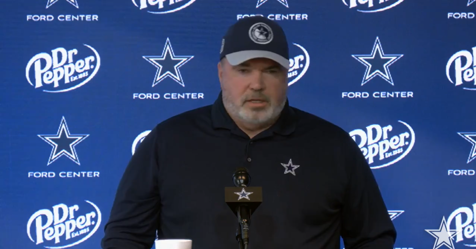 Dallas Cowboys head coach Mike McCarthy talks to reporters ahead of Week 7.