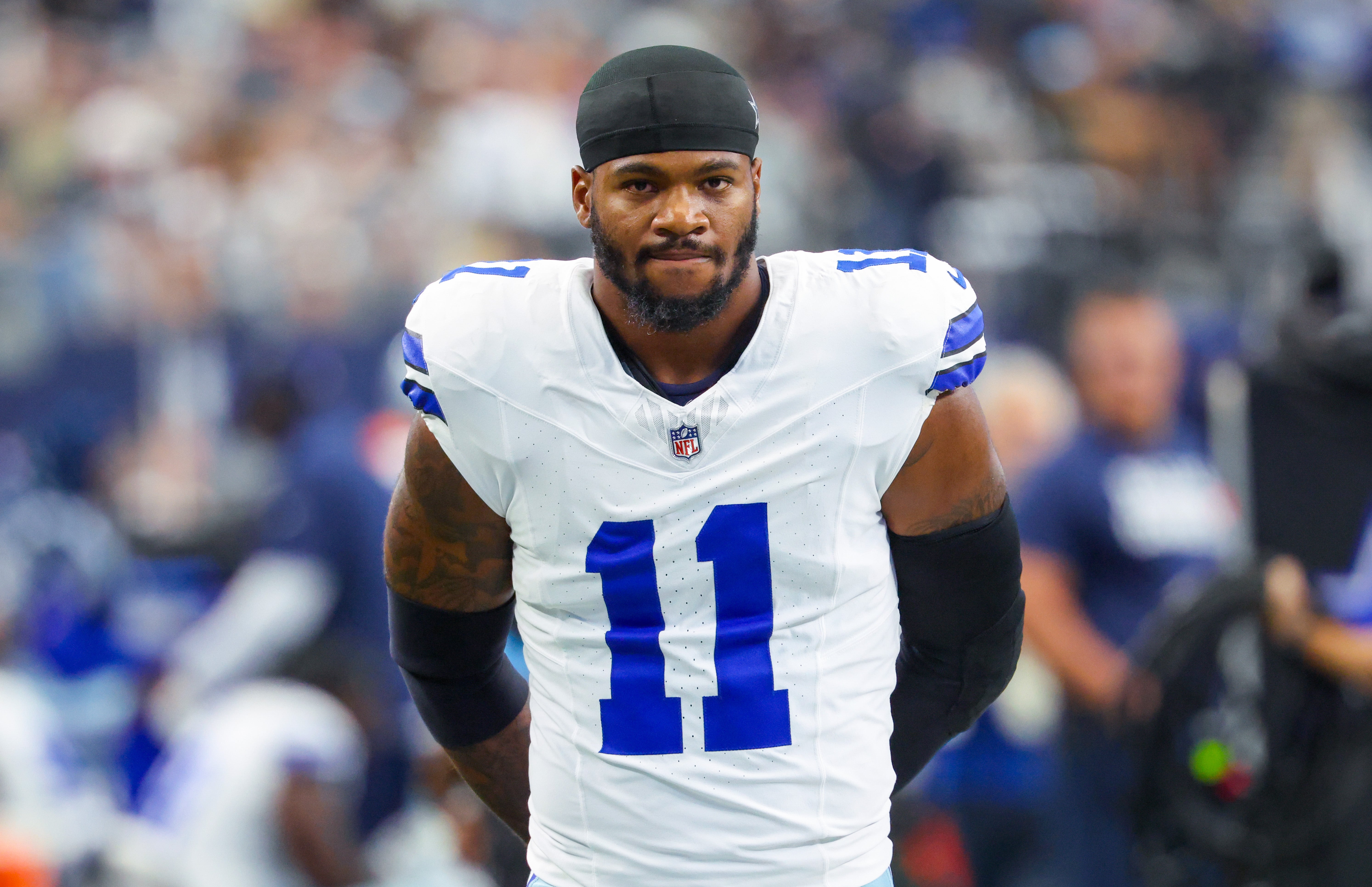 Dallas Cowboys linebacker Micah Parsons (11) before the game against the New Orleans Saints at AT&T Stadium.