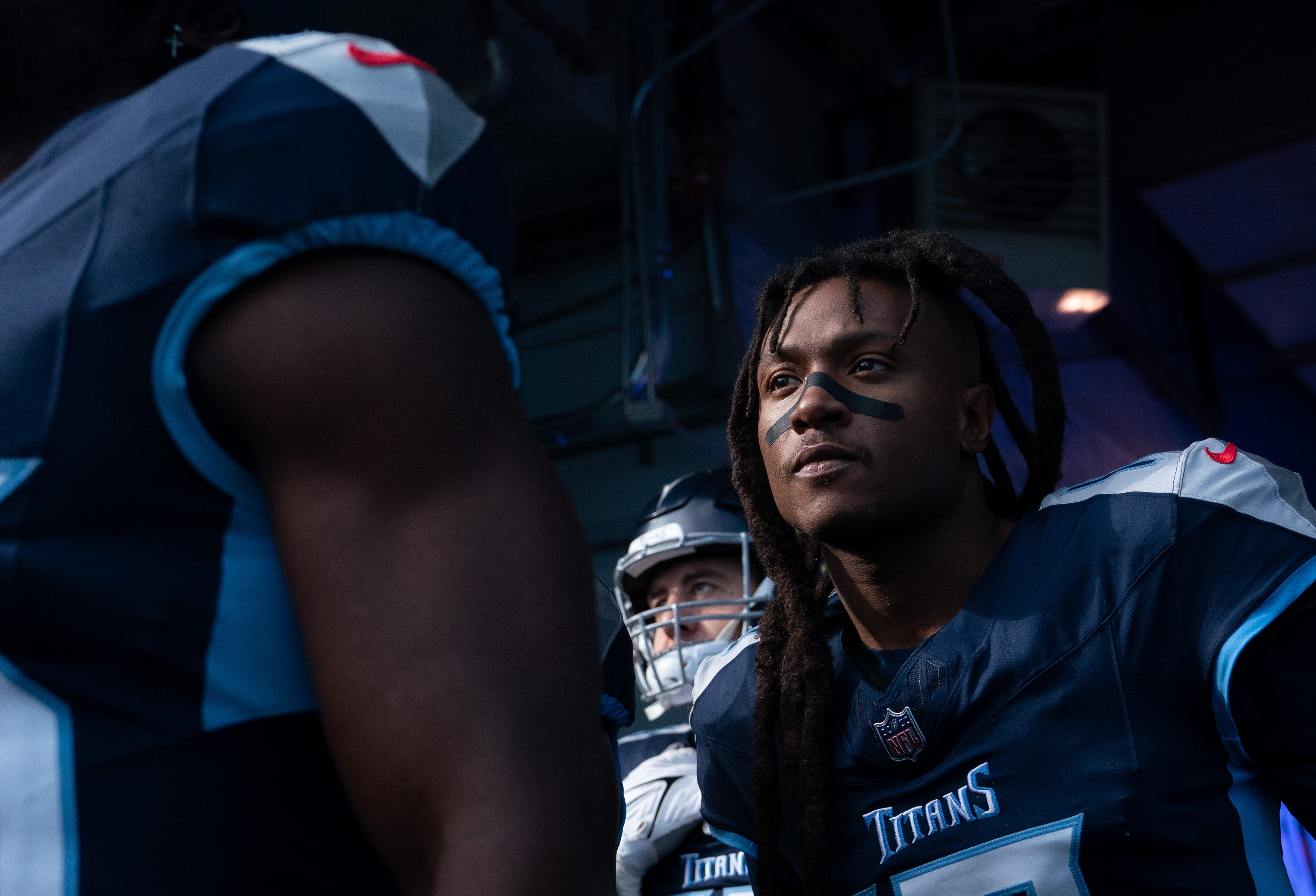 Tennessee Titans wide receiver DeAndre Hopkins (10) waits for his name to be called before taking the field against the Indianapolis Colts during their game at Nissan Stadium in Nashville, Tenn., Sunday, Dec. 3, 2023.