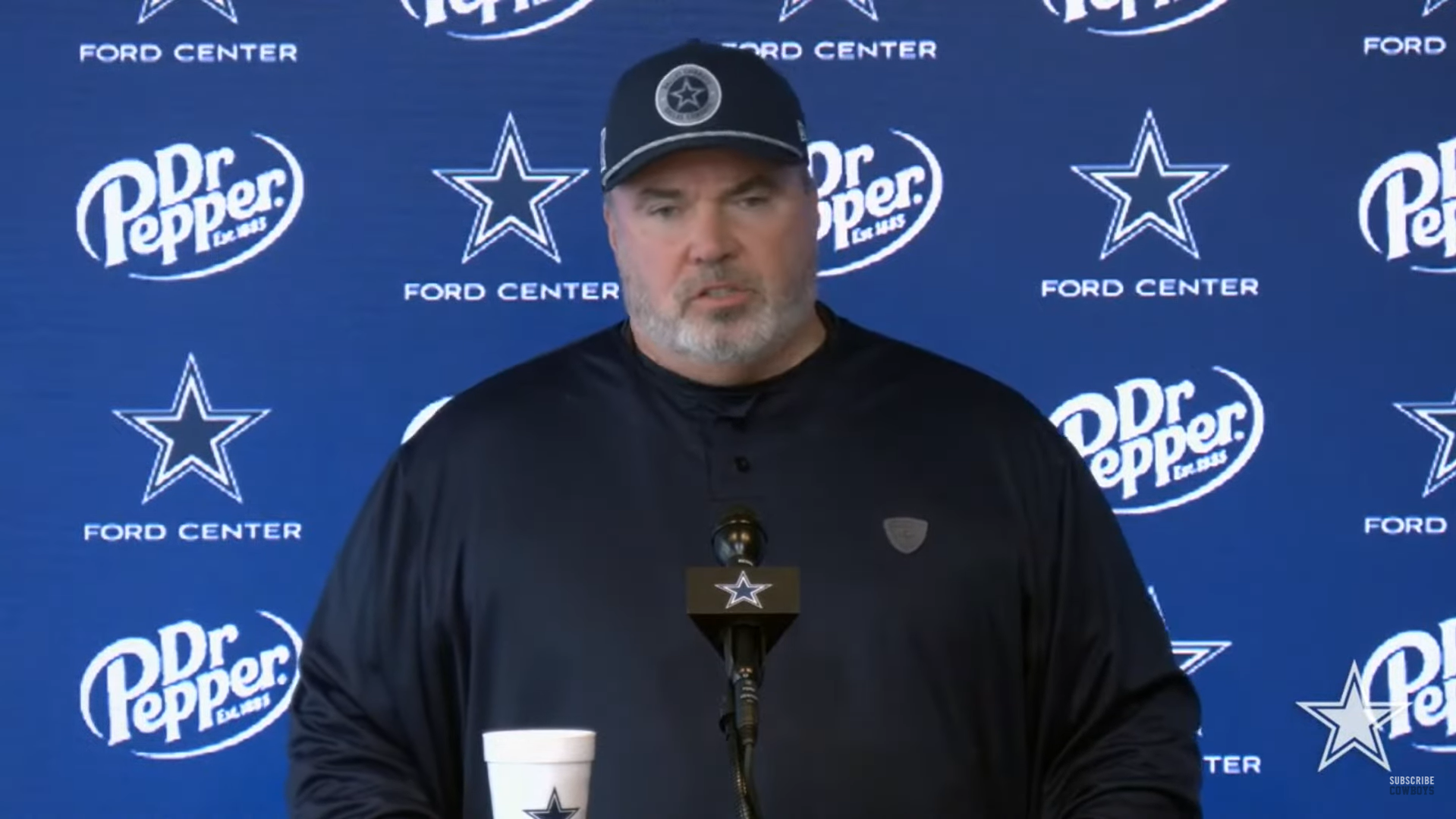 Dallas Cowboys HC Mike McCarthy talks to reporters ahead of Week 8.