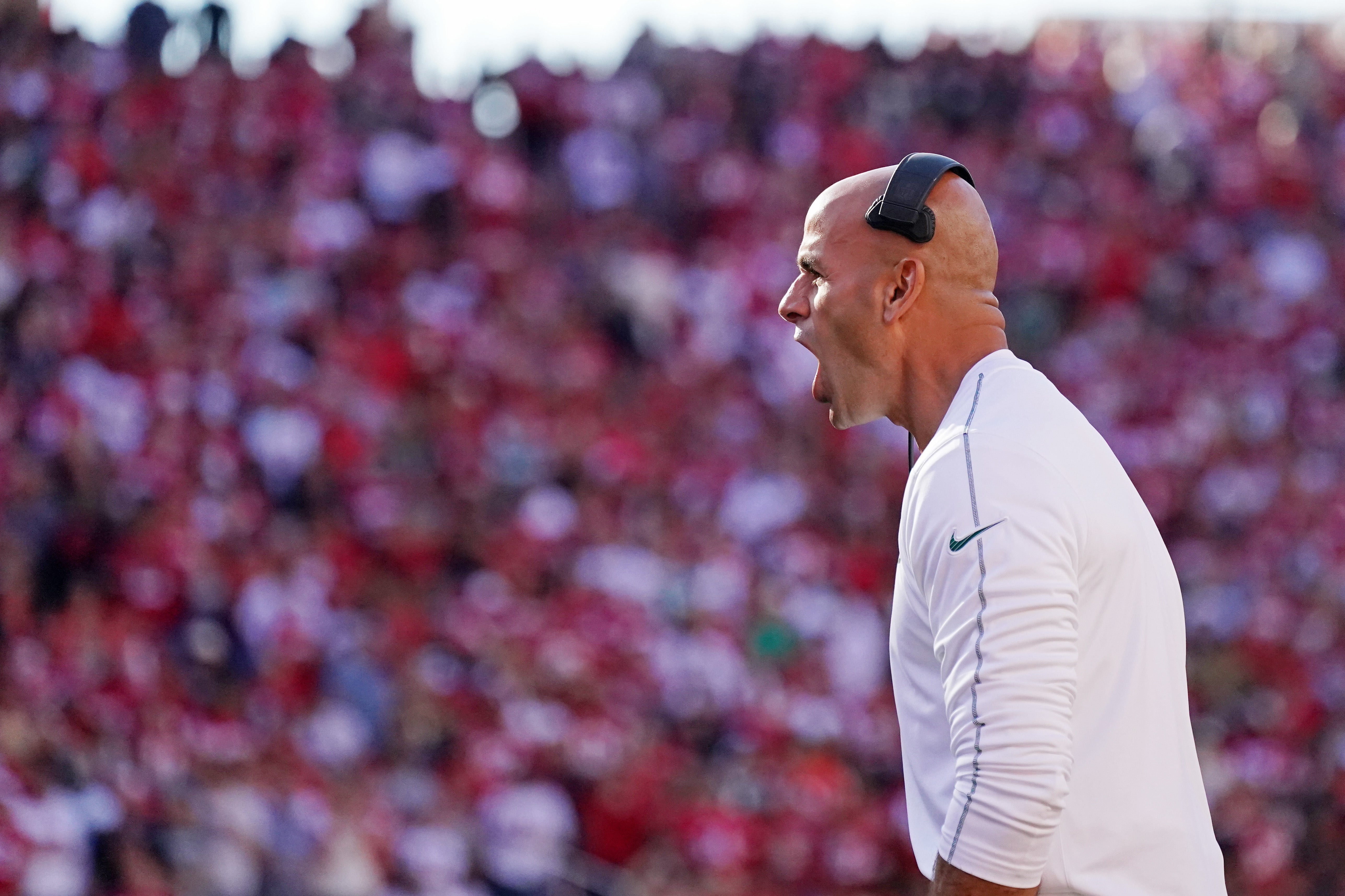 New York Jets head coach Robert Saleh during the first quarter against the San Francisco 49ers at Levi's Stadium.