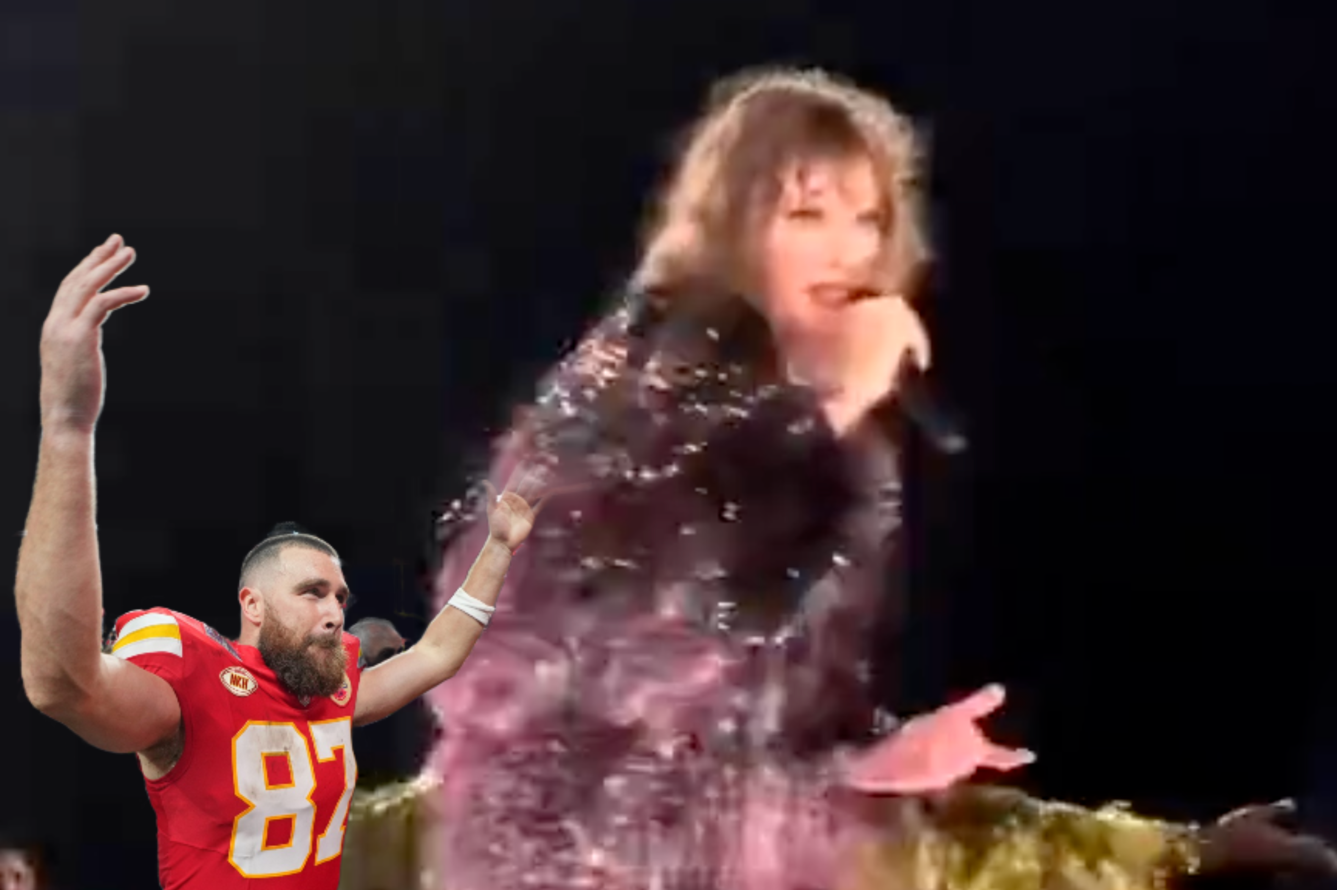 Taylor Swift sings "Karma is the guy on the Chiefs" during Miami Eras Tour Night 3.