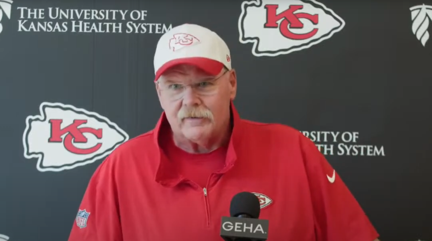 Chiefs HC Andy Reid speaks to the media on Thursday.