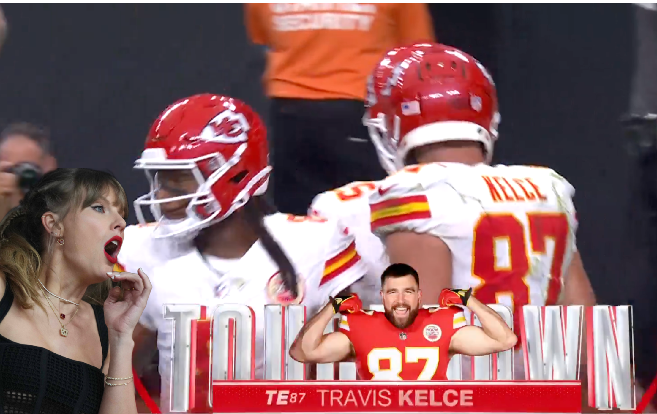 Travis Kelce scores first NFL touchdown after Taylor Swift did touchdown signal on Saturday night in New Orleans.