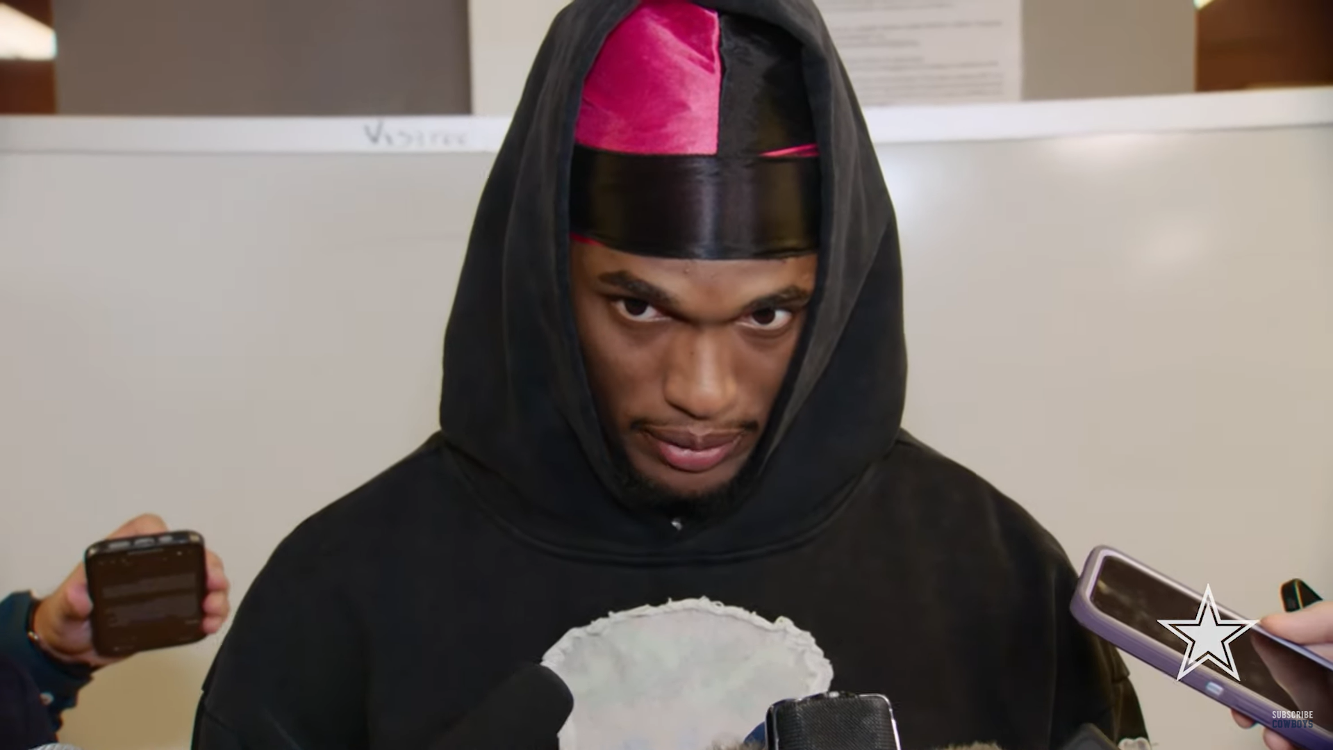 Dallas Cowboys WR CeeDee Lamb talks to reporters after loss to San Francisco 49ers.