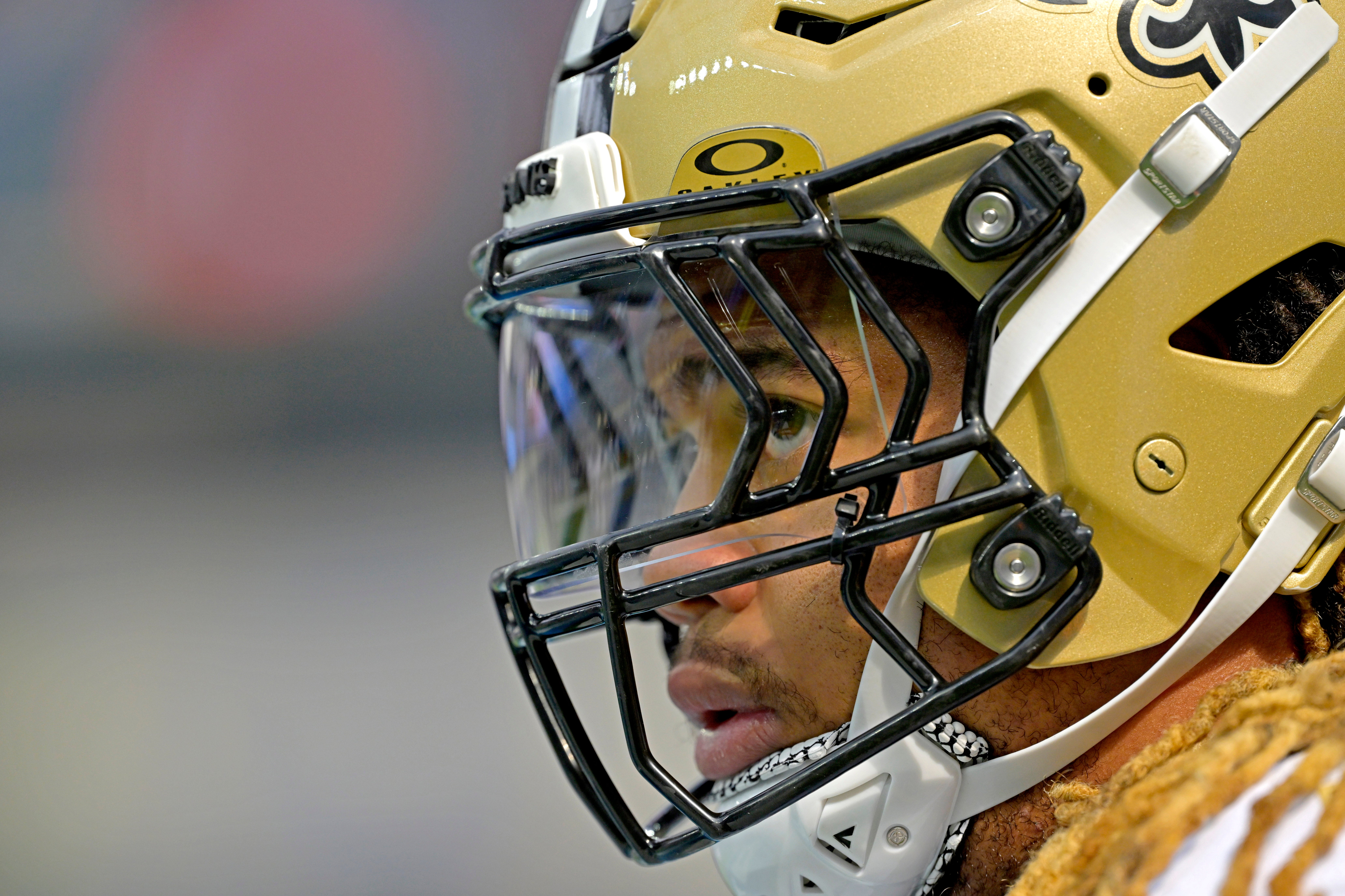New Orleans Saints defensive end Chase Young (99) warms up prior to the game against the Los Angeles Chargers at SoFi Stadium.
