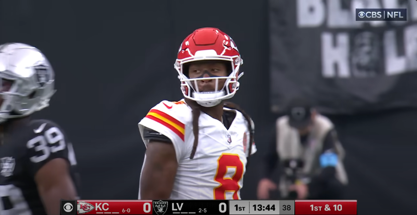 DeAndre Hopkins during the Chiefs' Week 8 game vs. Raiders on CBS.