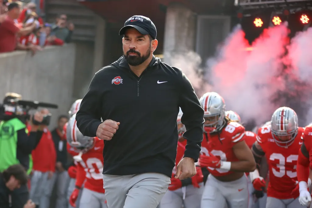 Ohio State Buckeyes head coach Ryan Day looks on before the game against the Nebraska Cornhuskers at Ohio Stadium.