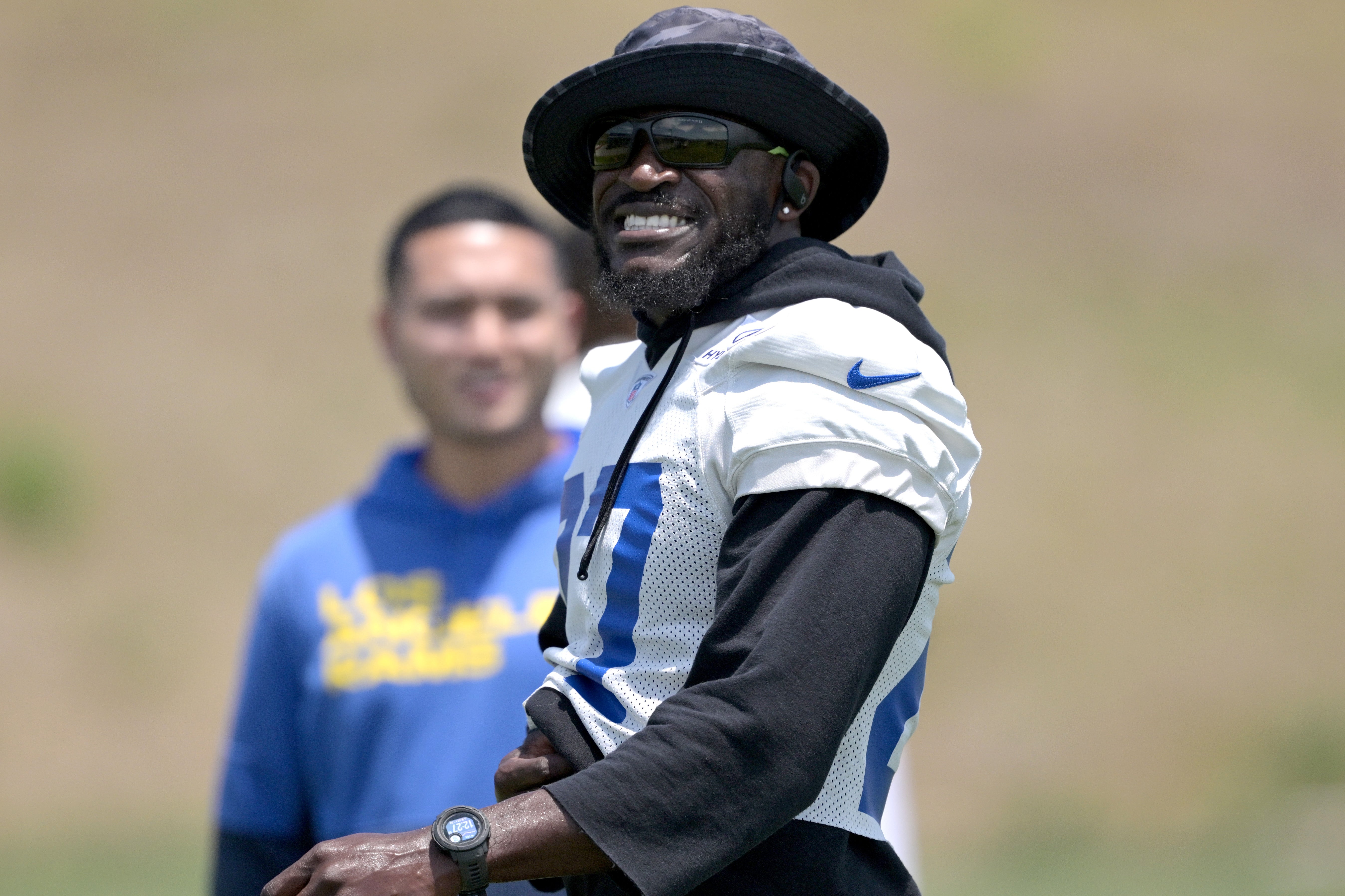 May 28, 2024; Thousand Oaks, CA, USA; Los Angeles Rams cornerback Tre'Davious White (27) works out during OTAs at the team training facility at California Lutheran University.