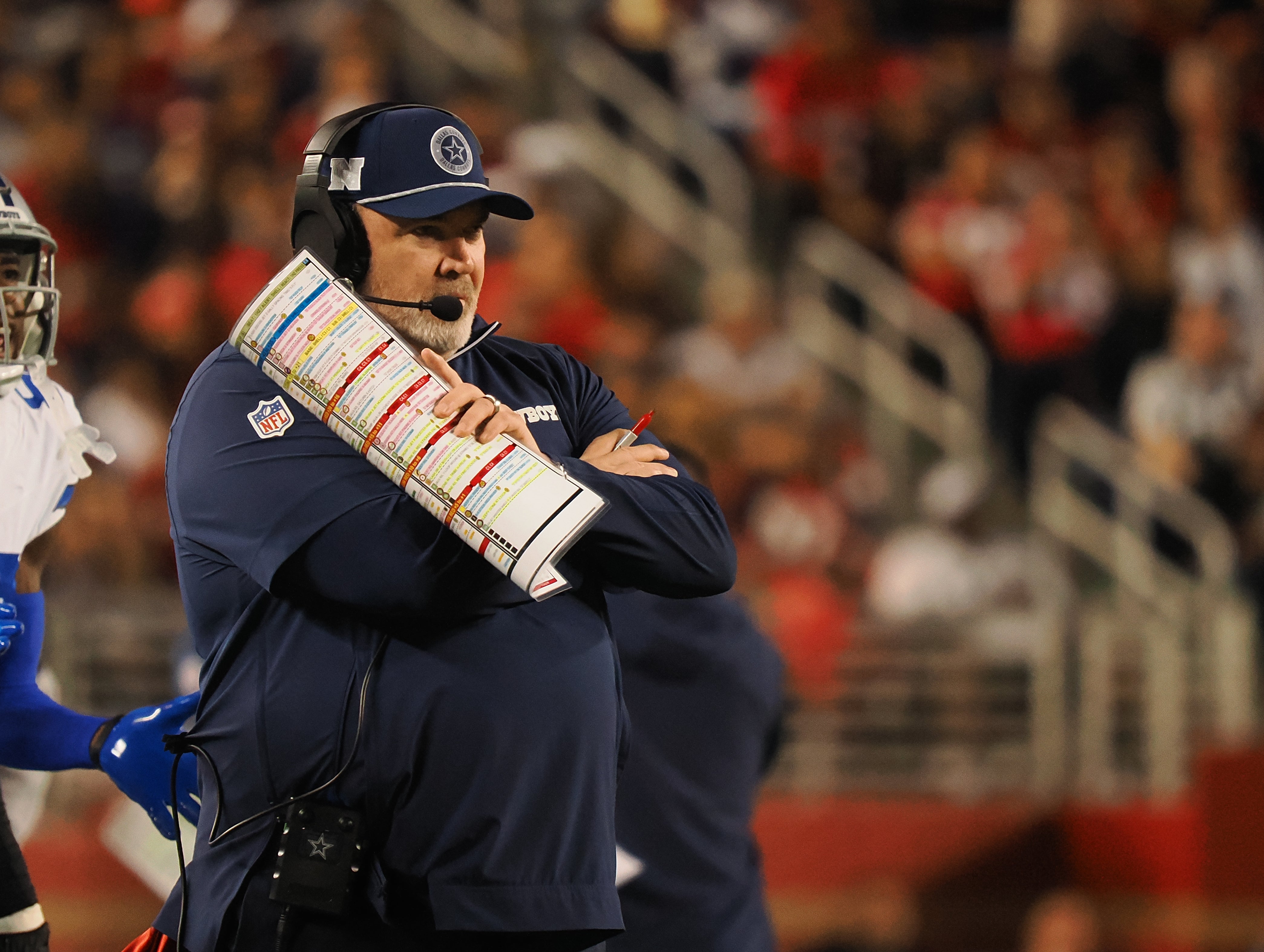 Dallas Cowboys head coach Mike McCarthy on the sideline against the San Francisco 49ers during the third quarter at Levi's Stadium.
