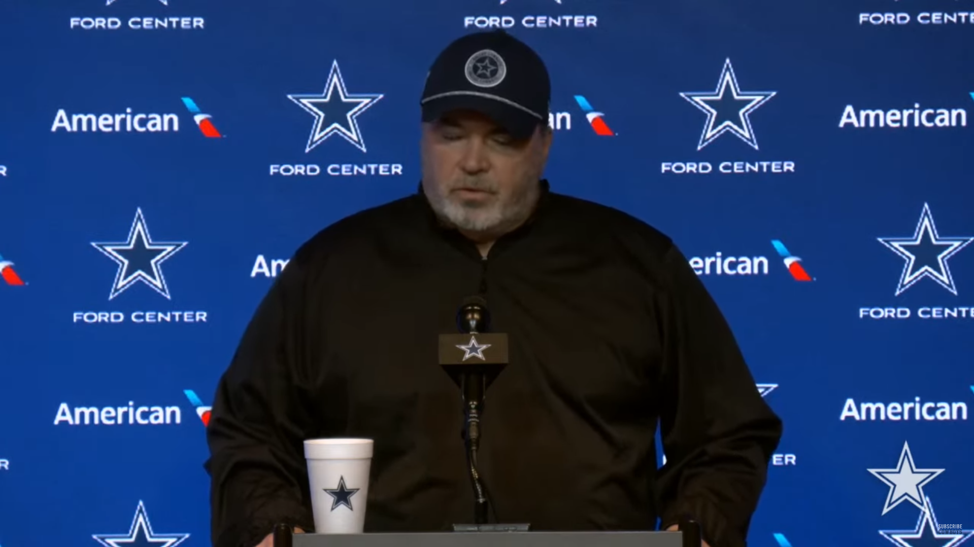 Dallas Cowboys HC Mike McCarthy talks to reporters on Monday about Dak Prescott's injury.
