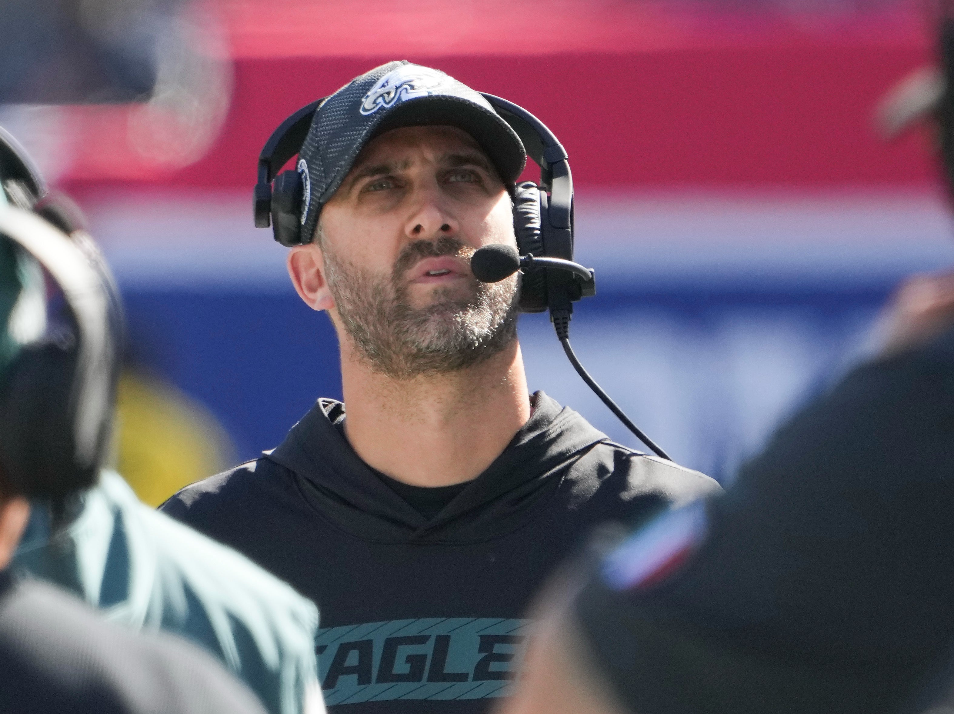 Philadelphia Eagles head coach Nick Sirianni against the New York Giants at MetLife Stadium.