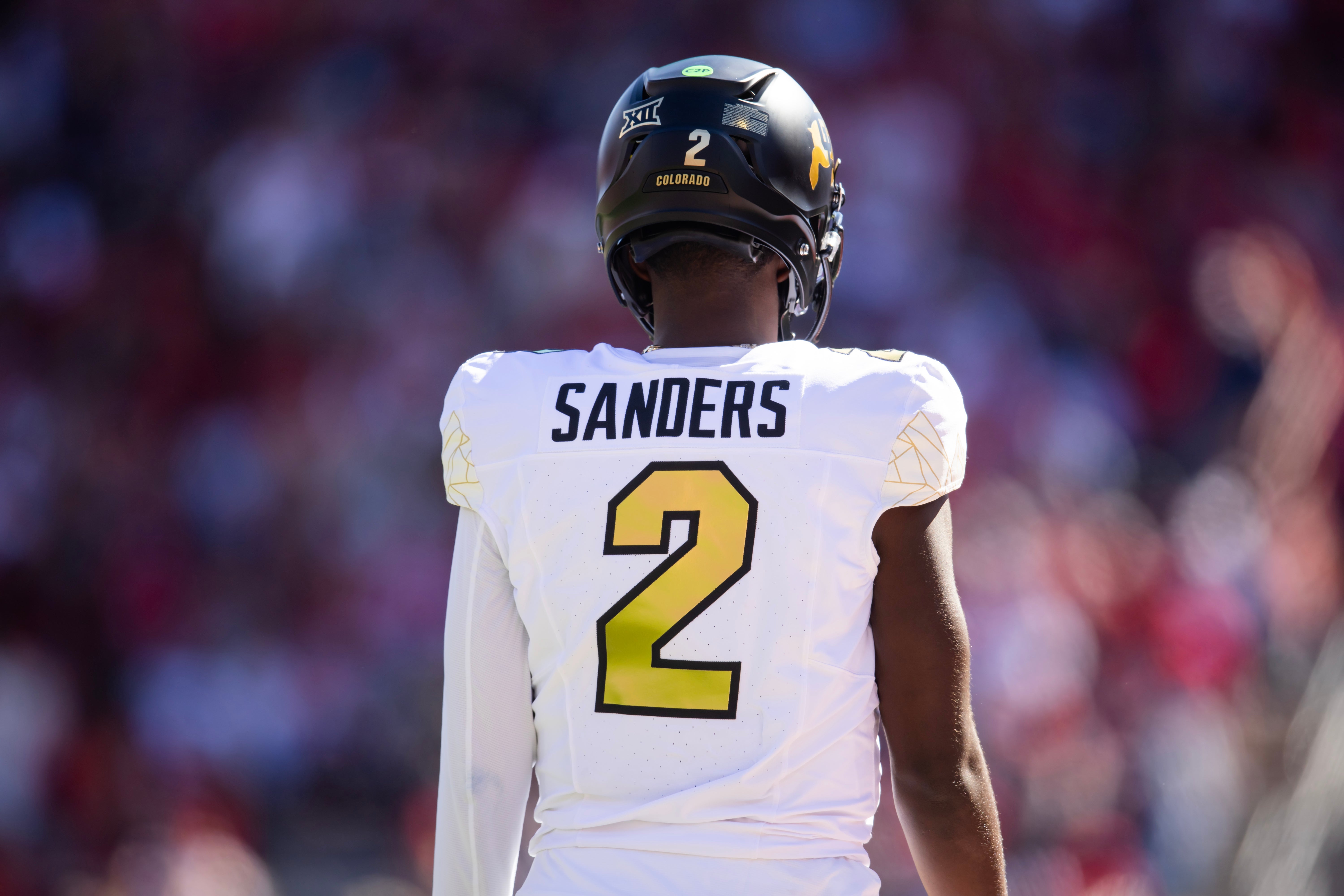 Oct 19, 2024; Tucson, Arizona, USA; Detailed view of the jersey of Colorado Buffalos quarterback Shedeur Sanders (2) against the Arizona Wildcats at Arizona Stadium.
