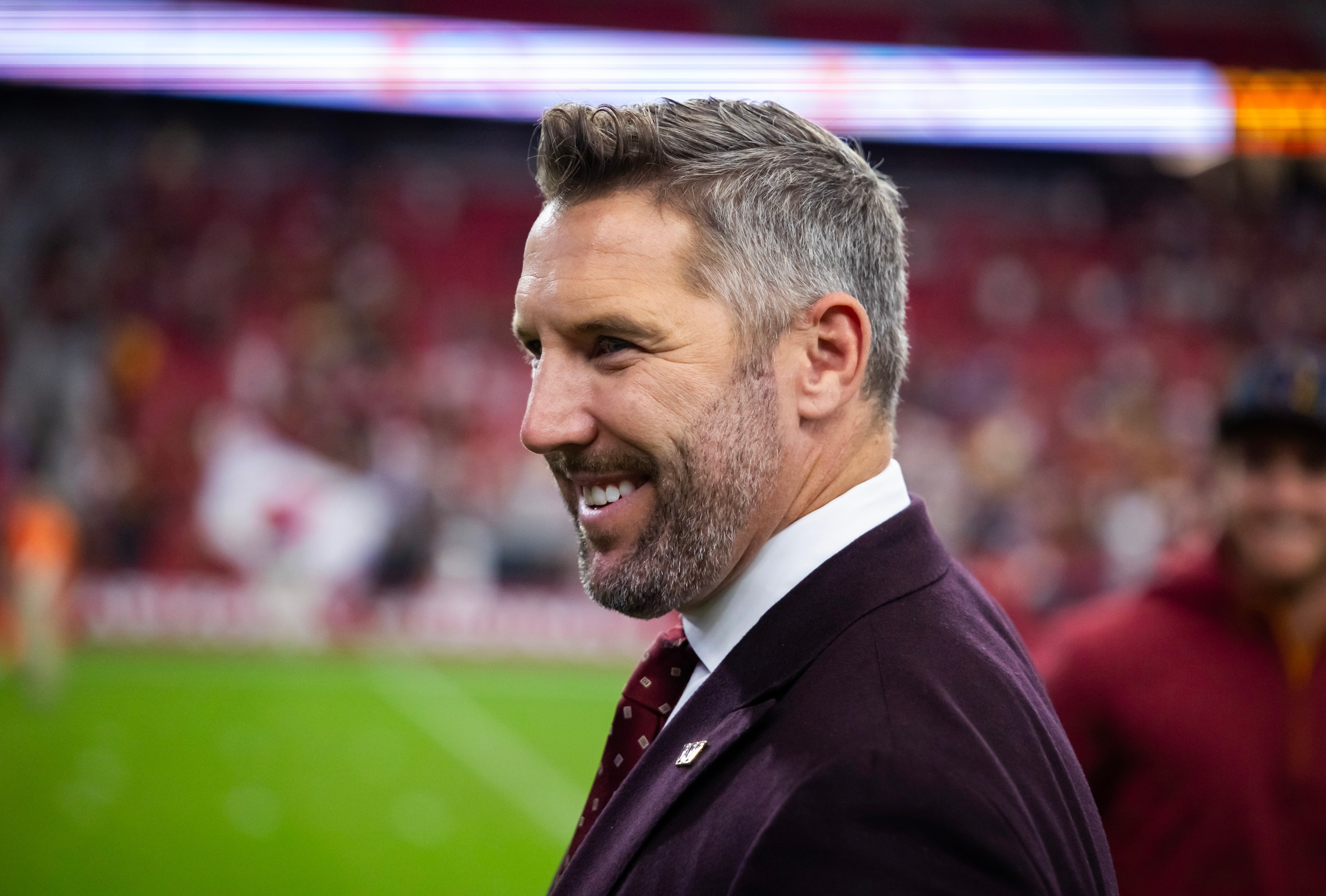 Sep 29, 2024; Glendale, Arizona, USA; Washington Commanders general manager Adam Peters against the Arizona Cardinals at State Farm Stadium.