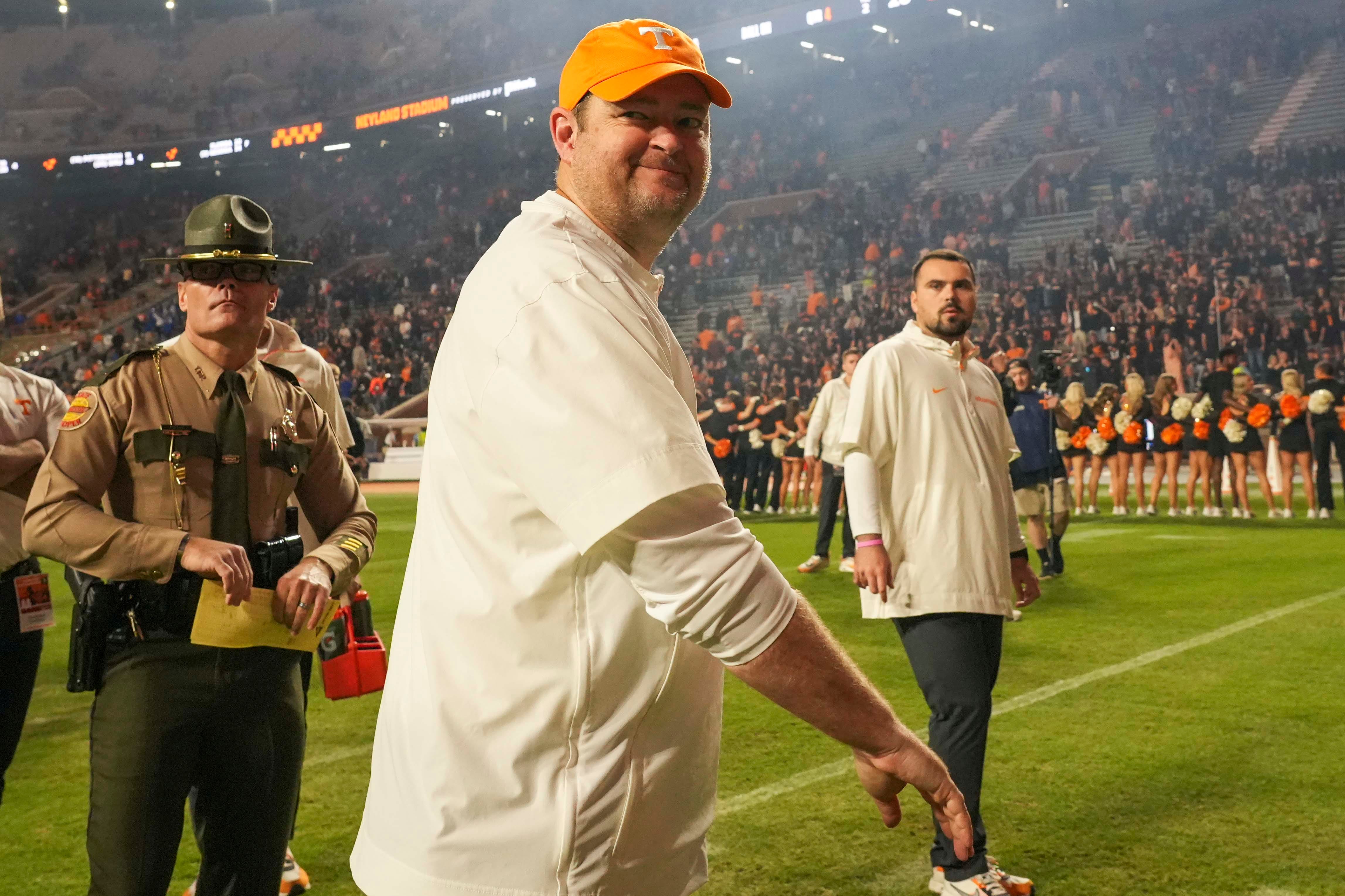 Tennessee head coach Josh Heupel after a NCAA football game between Tennessee and Kentucky in Neyland Stadium on Saturday, Nov. 2, 2024.