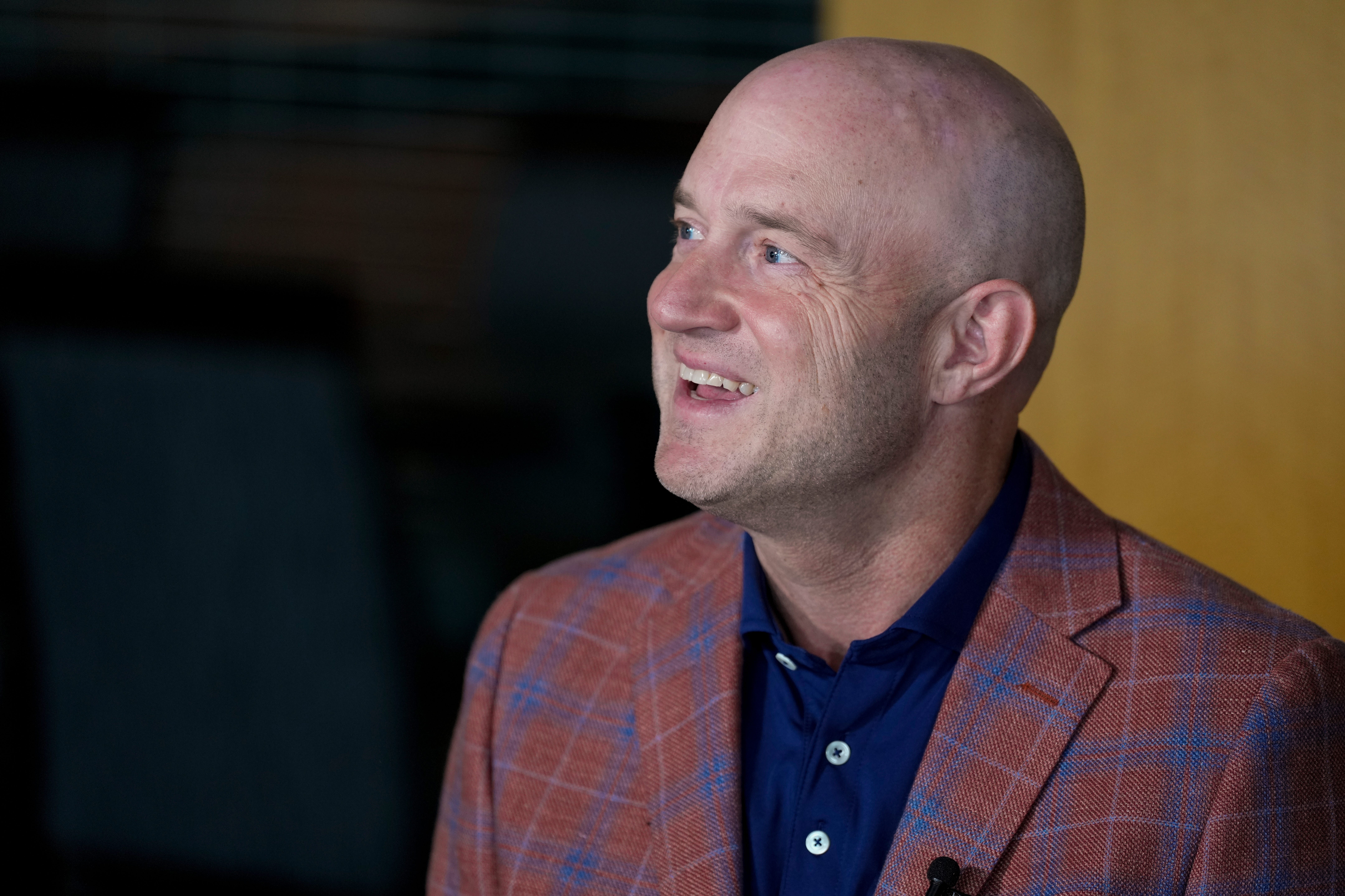 Duke Tobin, director of player personnel, takes questions from reporters during the annual Cincinnati Bengals season kickoff luncheon at Paycor Stadium in downtown Cincinnati on Monday, July 22, 2024.