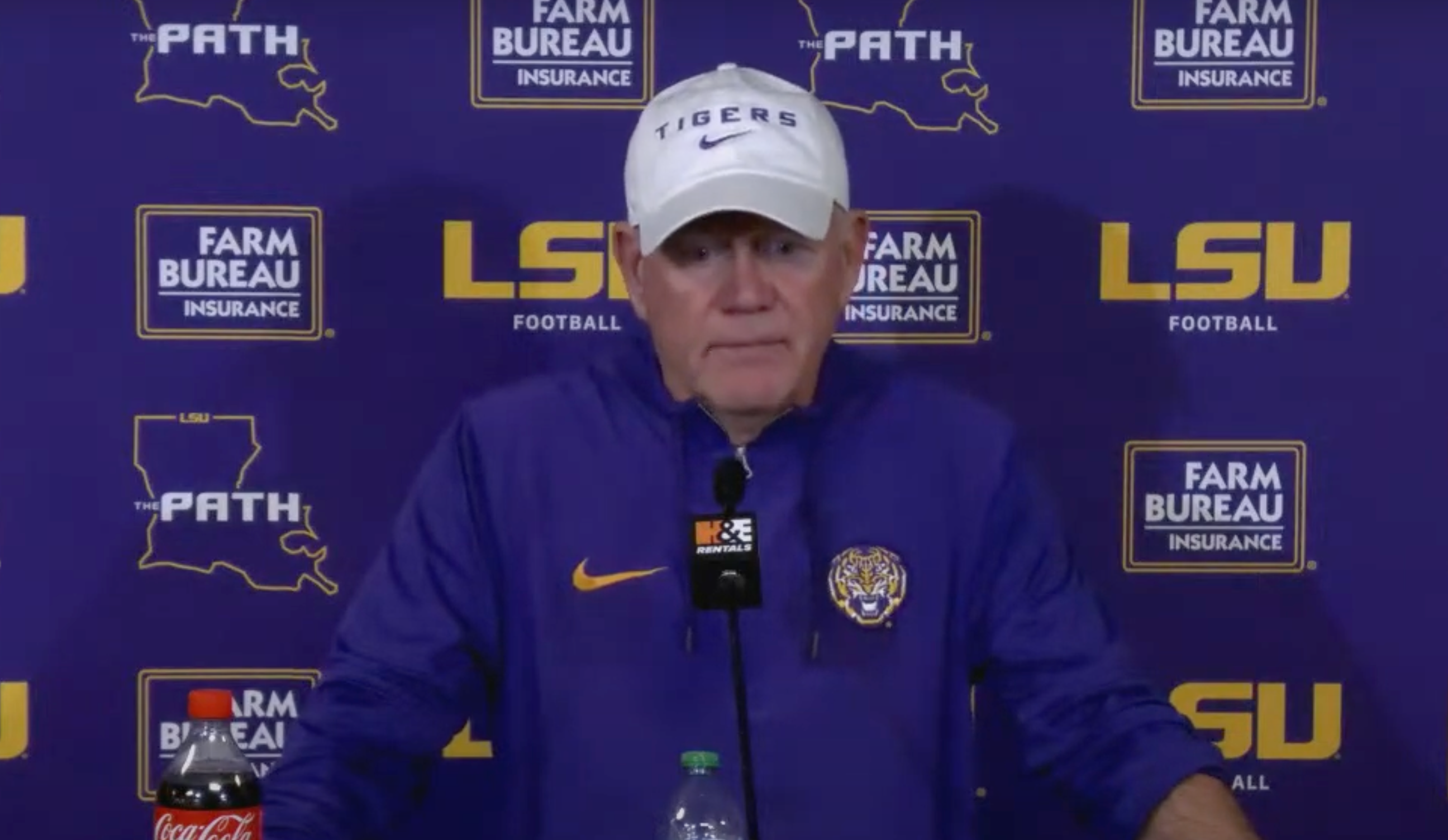 LSU Head Coach Brian Kelly meets with the media following loss to Alabama.