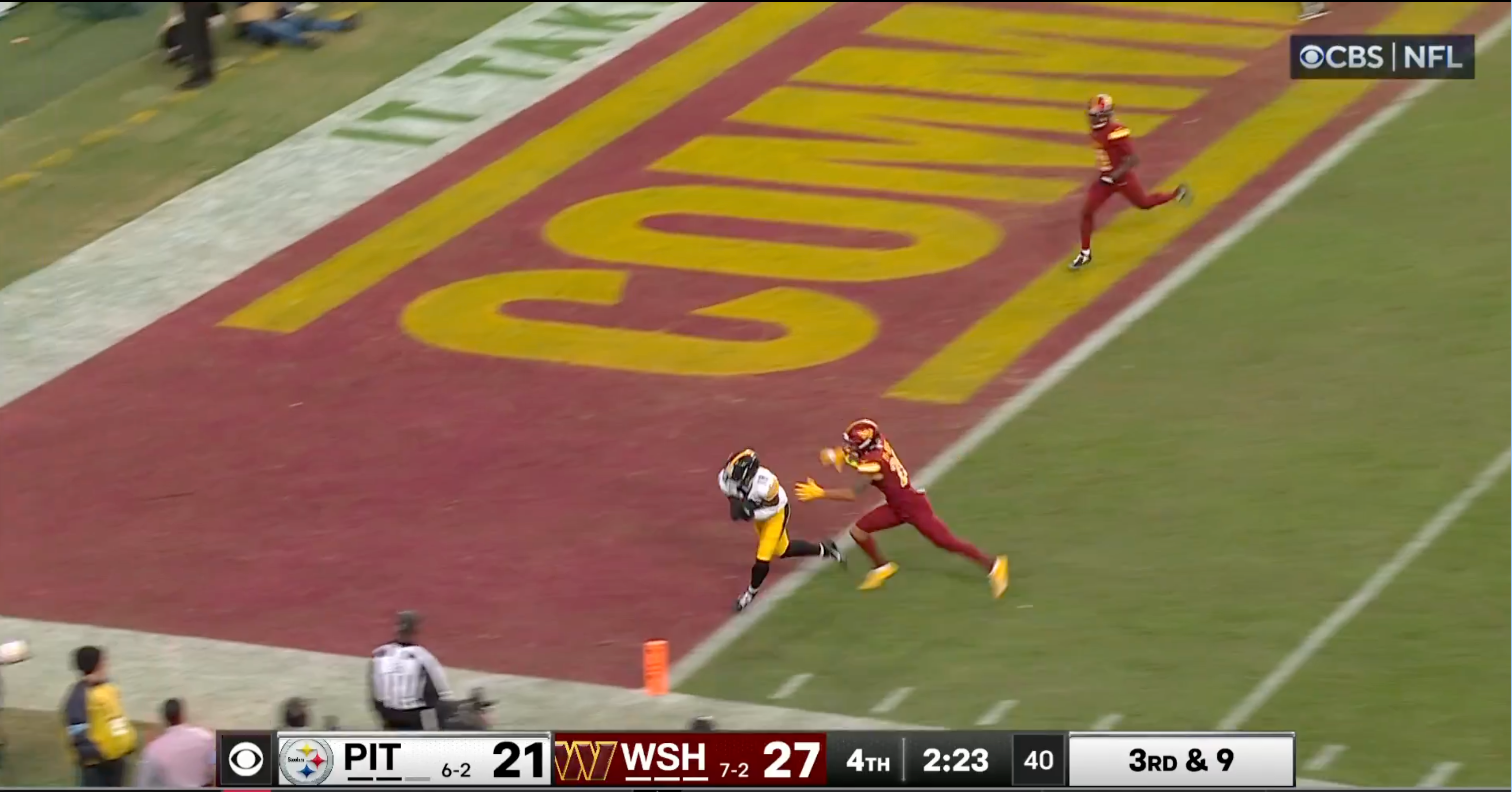 Pittsburgh Steelers WR Mike Williams Catches Game-Winning TD vs. Washington Commanders in Week 10 of 2024 NFL Season.