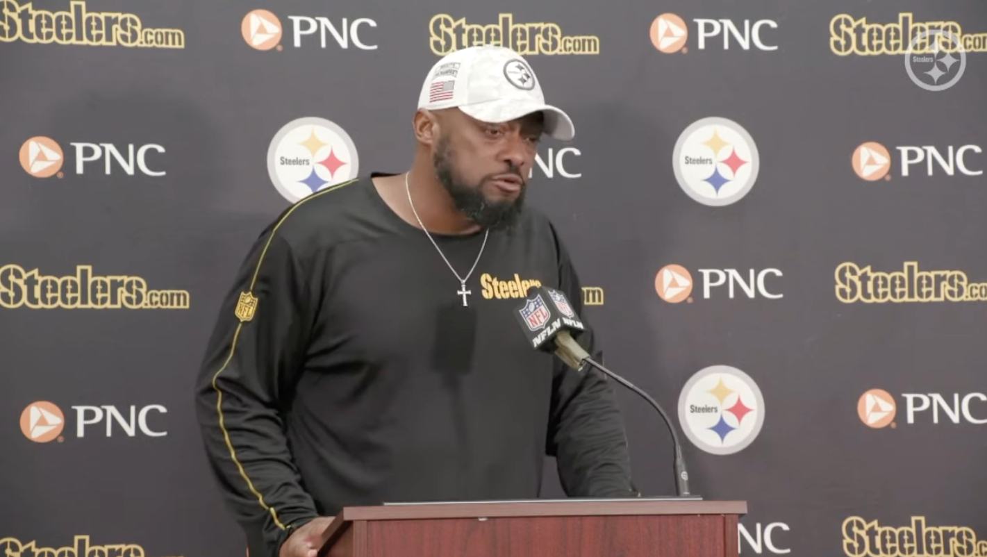 Pittsburgh Steelers HC Mike Tomlin addresses the media following 28-27 win over Washington Commanders in Week 10 of 2024 NFL Season, 11/10/24.