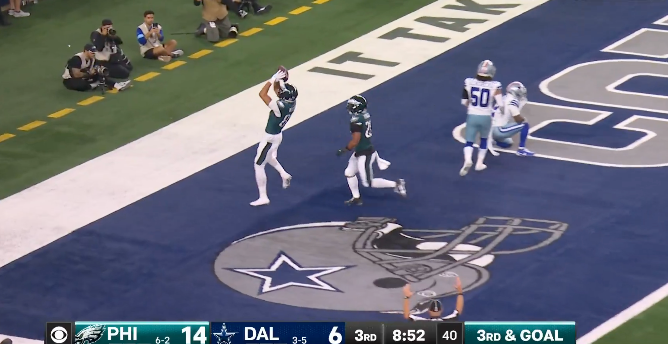 Eagles rookie wide receiver Johnny Wilson scores first touchdown in Week 10 win over Dallas Cowboys