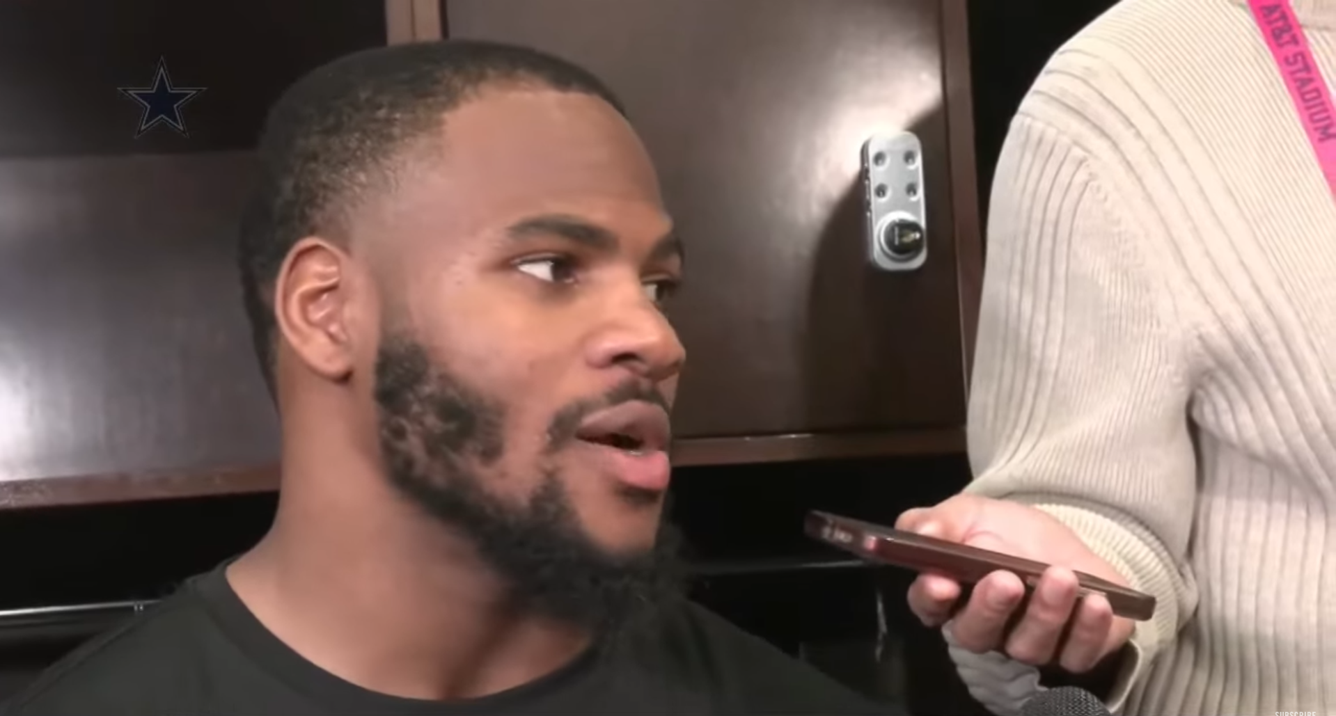 Dallas Cowboys EDGE Micah Parsons talks to reporters following loss to Philadelphia Eagles.
