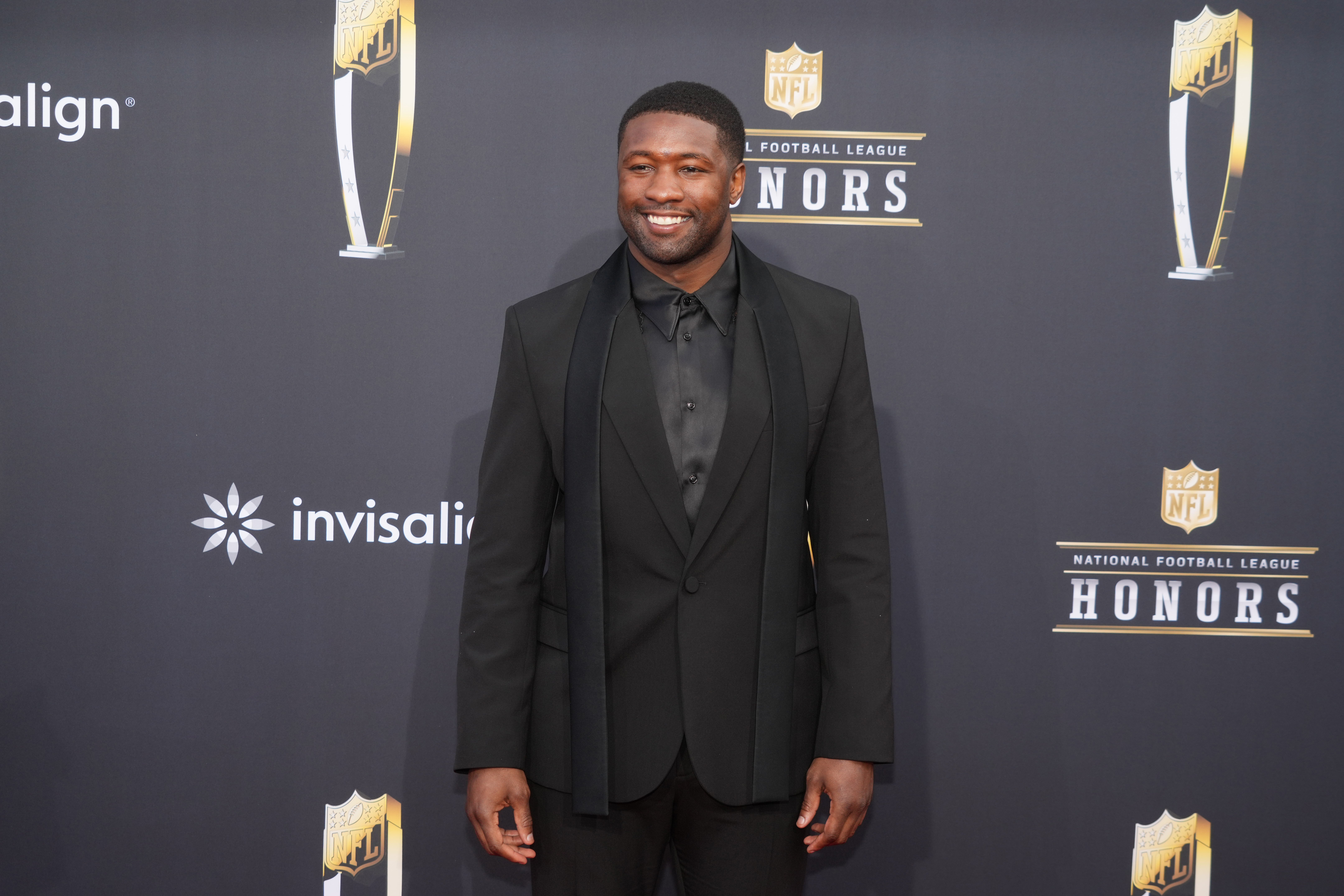 Feb 8, 2024; Las Vegas, NV, USA; Roquan Smith on the red carpet before the NFL Honors show at Resorts World Theatre.