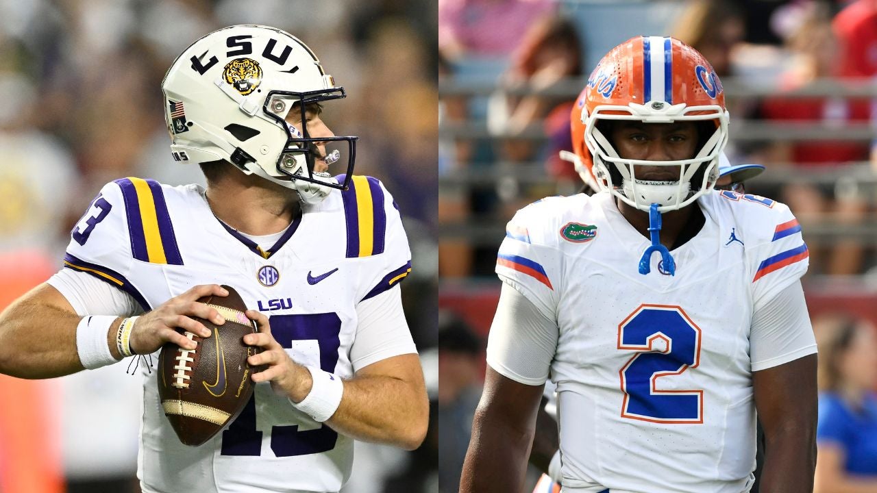 LSU QB Garrett Nussmeier and Florida QB DJ Lagway