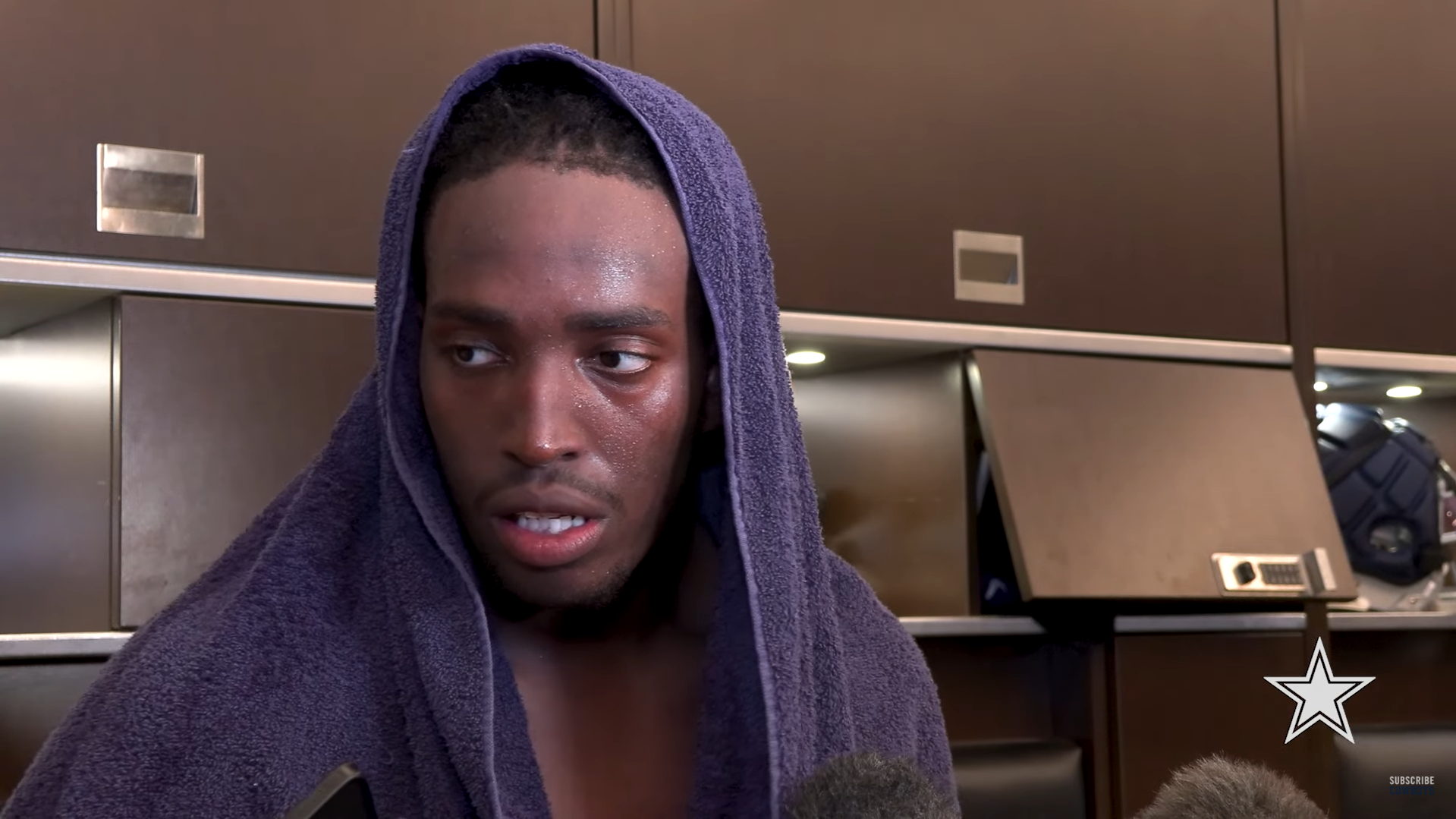 Dallas Cowboys OT Tyler Guyton talks to reporters ahead of Week 11 vs. Houston Texans.