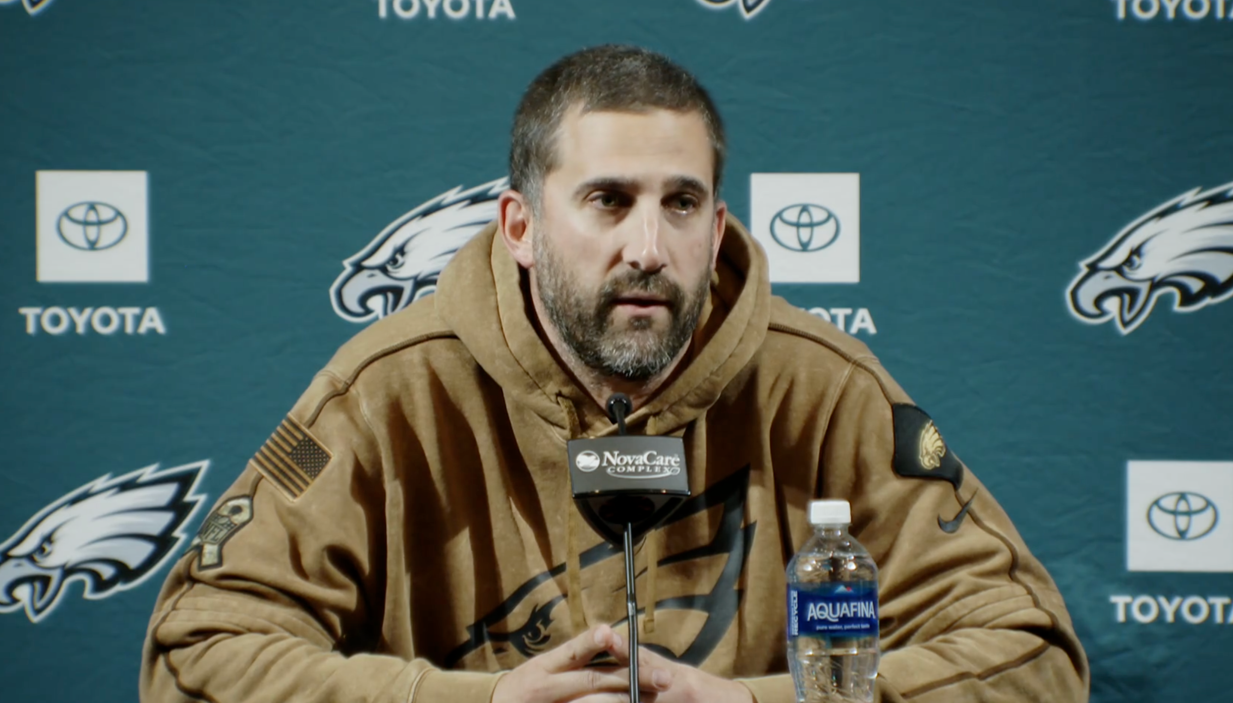 Philadelphia Eagles head coach Nick Sirianni speaks to the media ahead of Week 12 vs. Rams