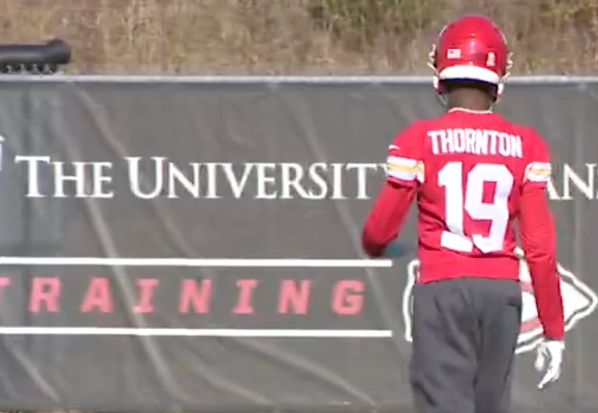Tyquan Thornton during his first practice as a member of the Kansas City Chiefs practice squad.