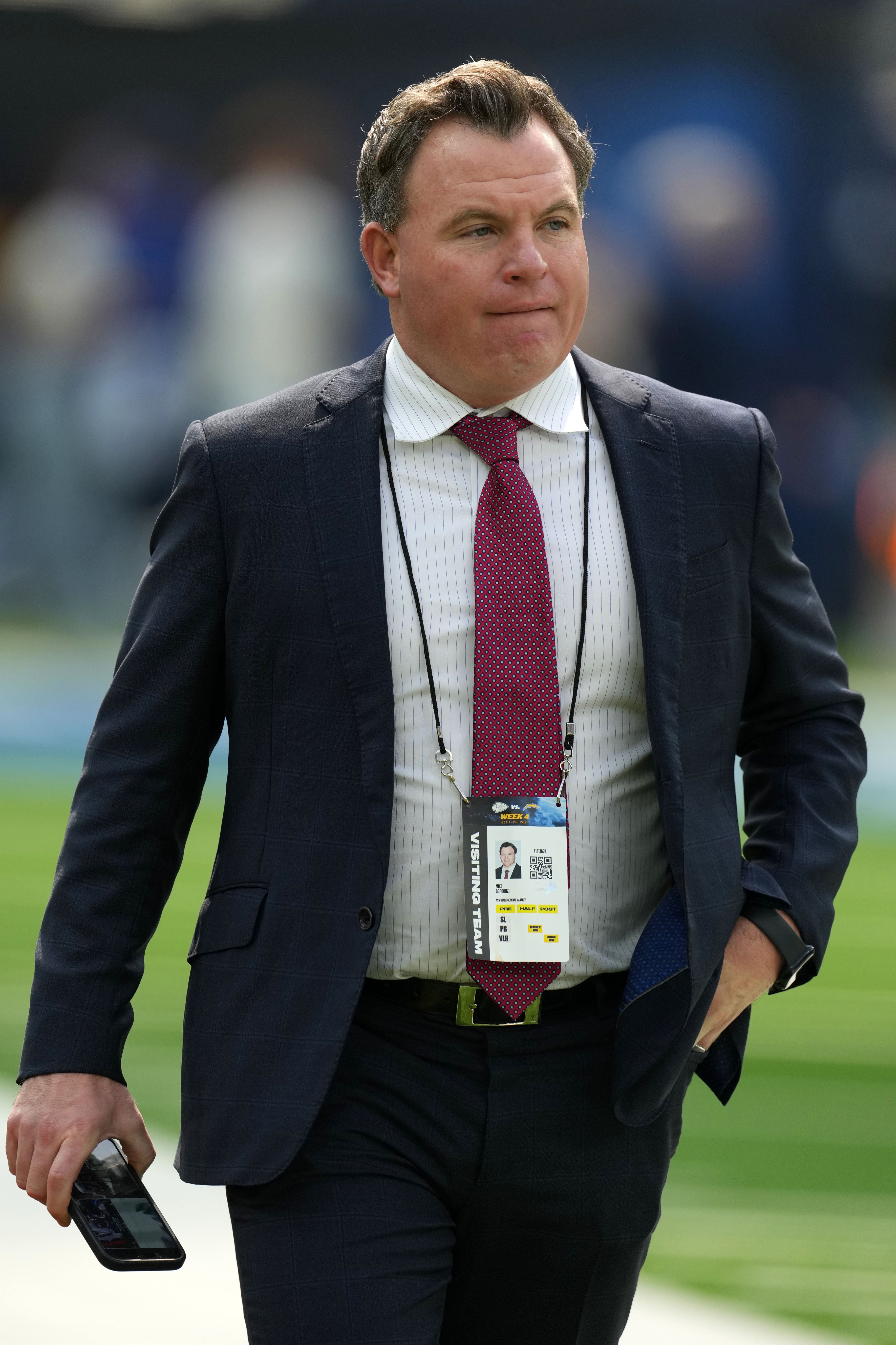Kansas City Chiefs assistant general manager Mike Borgonzi during the game between the Kansas City Chiefs and the Los Angeles Chargers at SoFi Stadium.