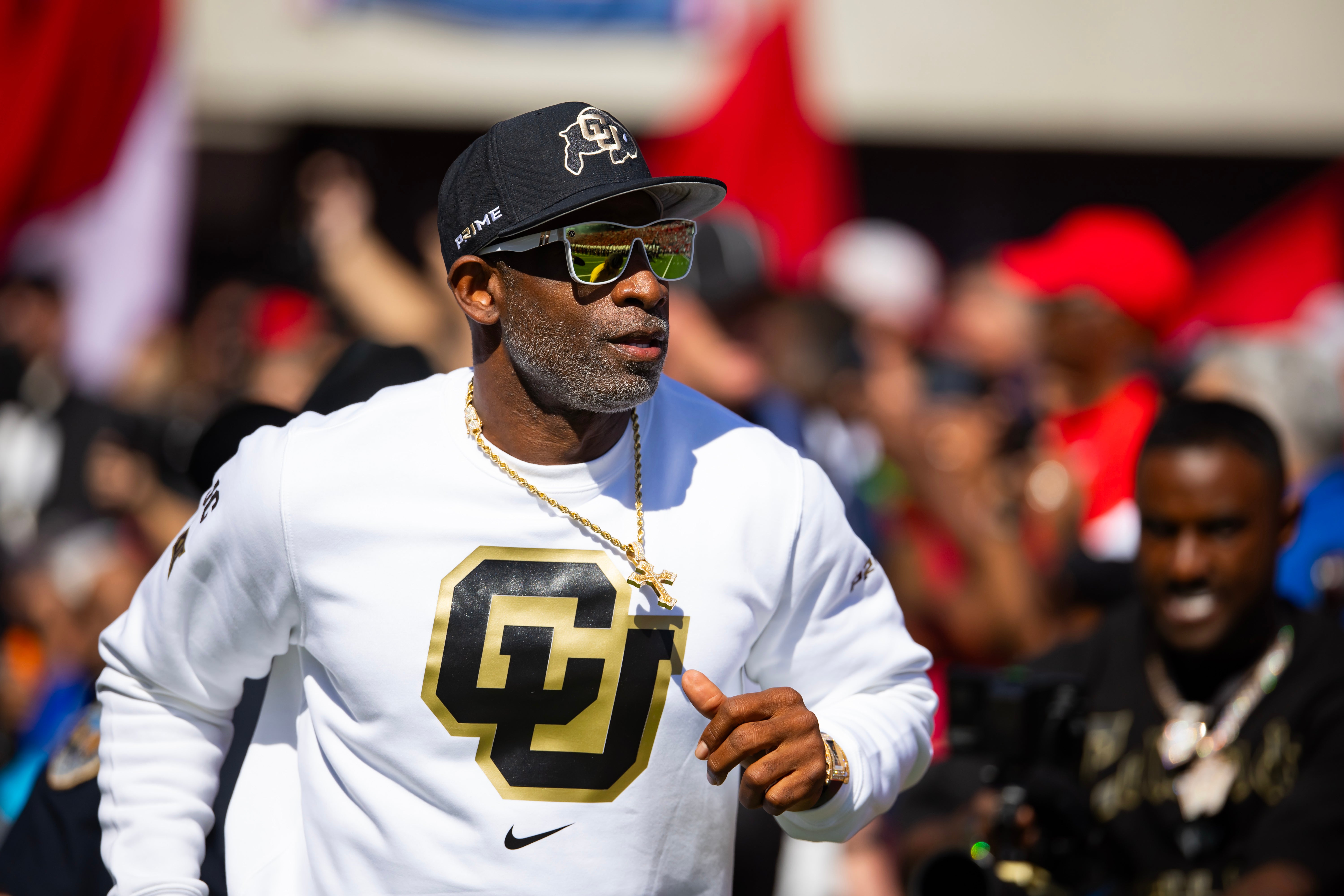 Colorado Buffalos head coach Deion Sanders against the Arizona Wildcats at Arizona Stadium.