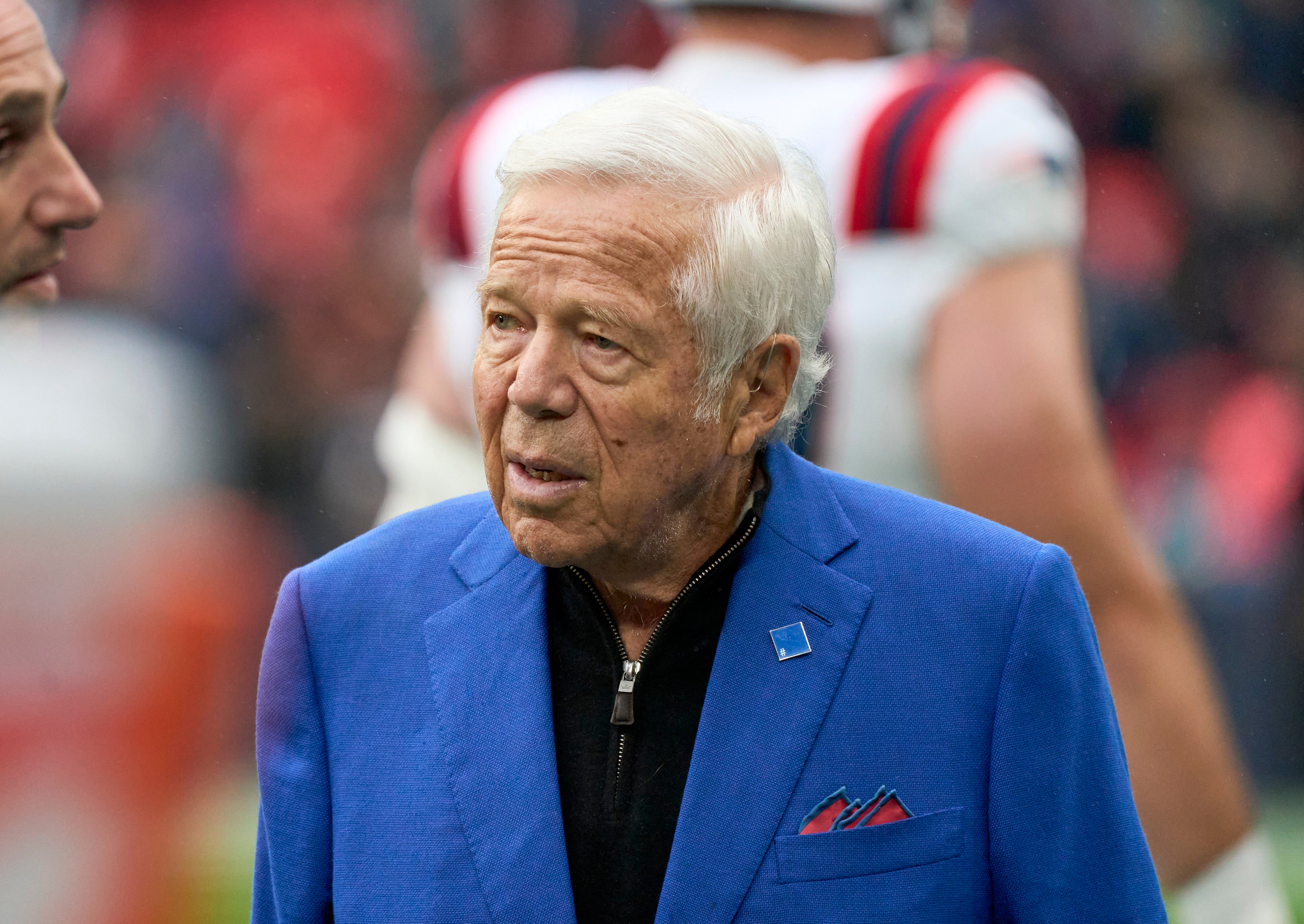 Oct 20, 2024; London, United Kingdom; New England Patriots owner Robert Kraft before an NFL International Series game at Wembley Stadium.