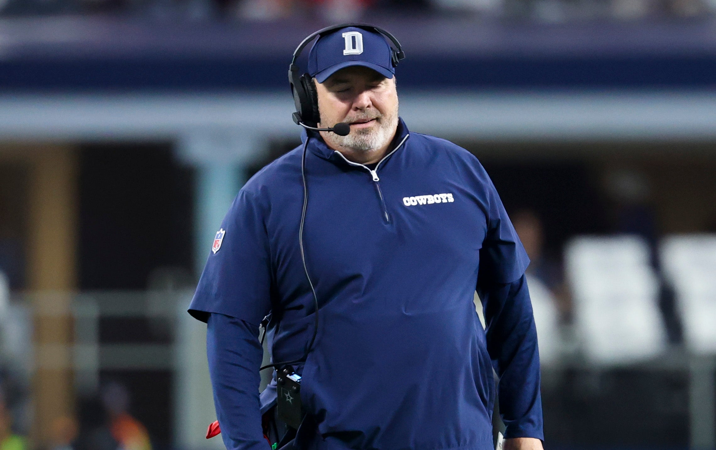 Dallas Cowboys head coach Mike McCarthy reacts during the first half against the Houston Texans at AT&T Stadium.