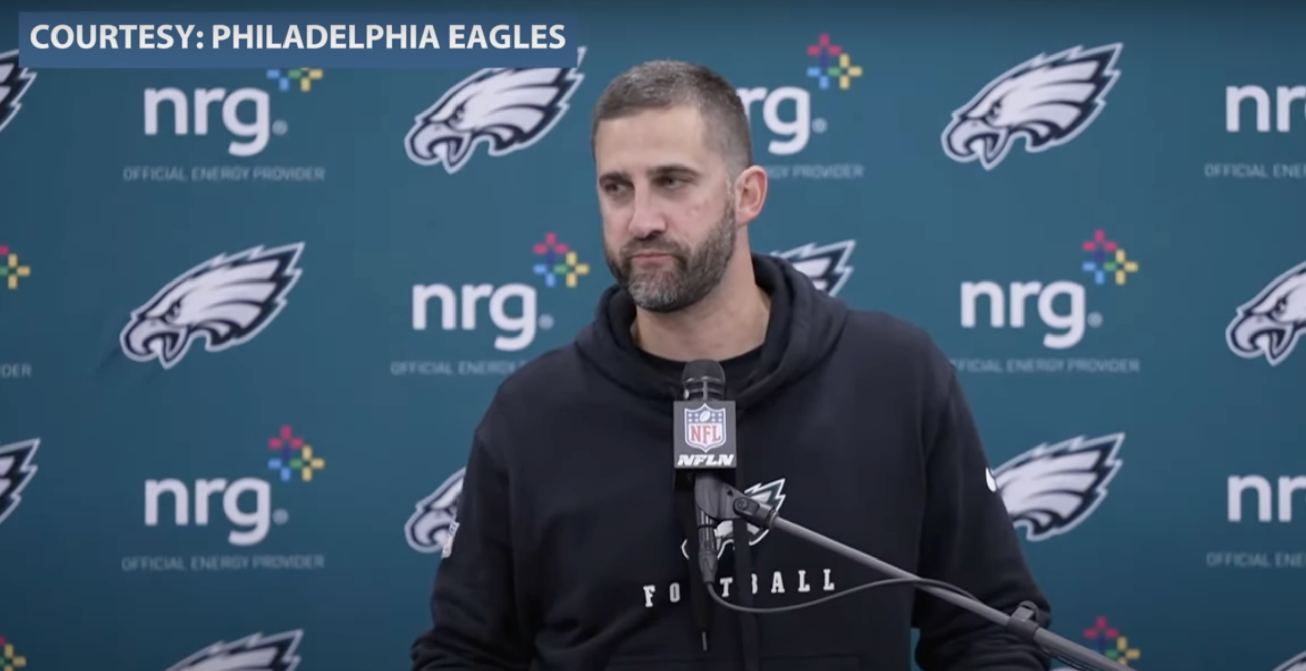 Philadelphia Eagles head coach Nick Sirianni speaks to the media following win over Los Angeles Rams.
