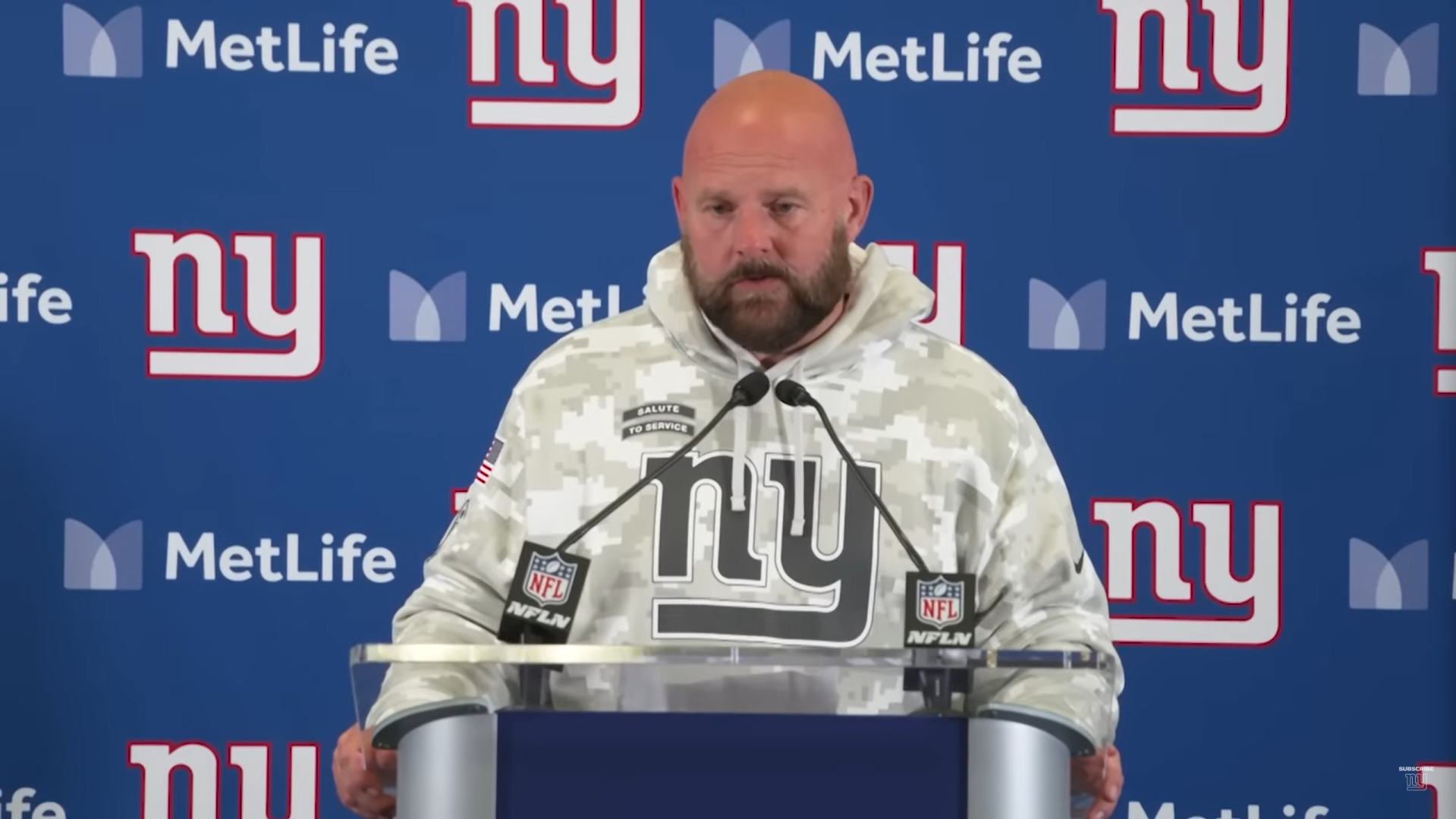 New York Giants HC Brian Daboll talks to reporters following loss to Tampa Bay Buccaneers.